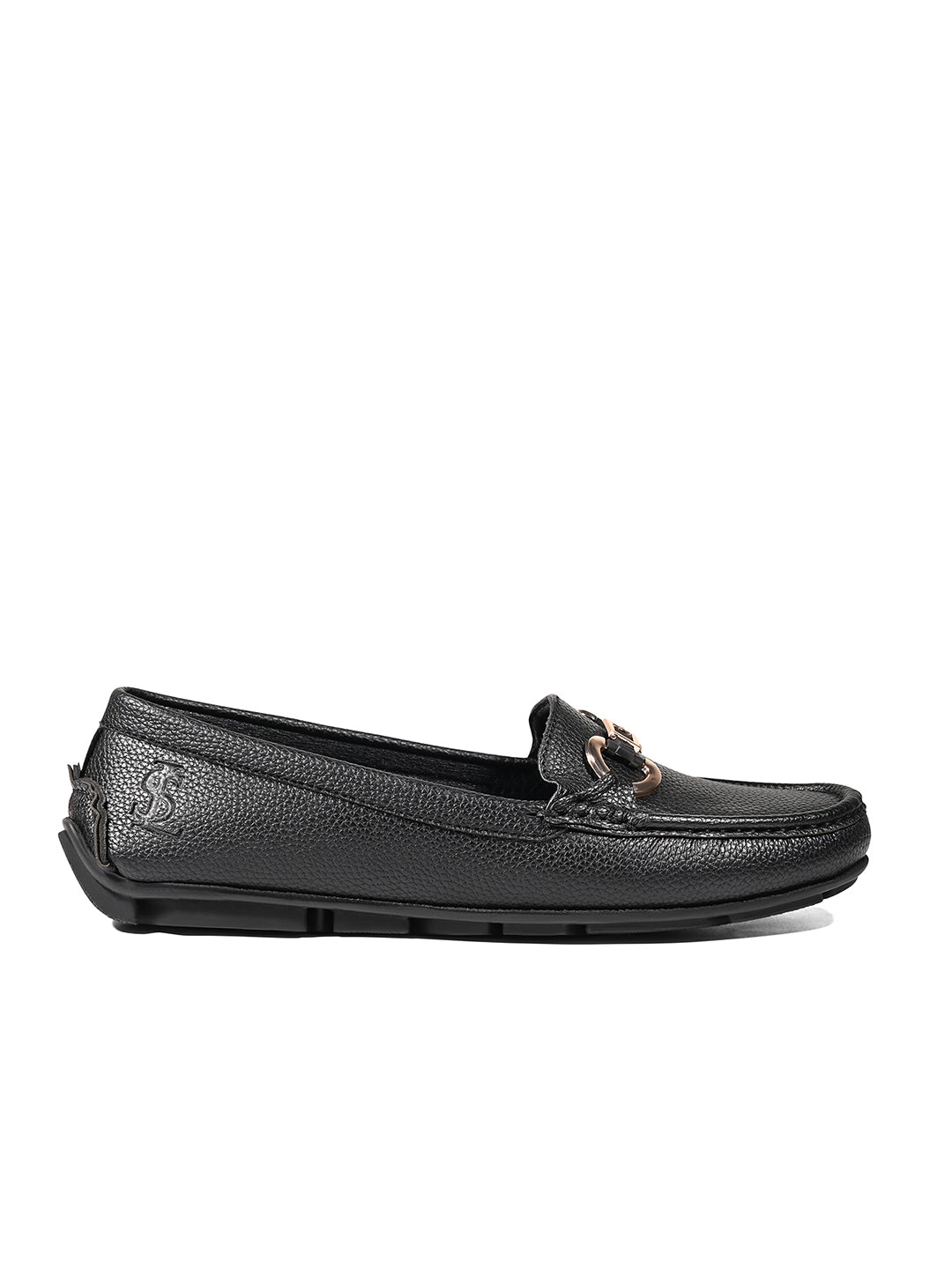 Women's Black Premium Solid Slip-On Casual Loafers