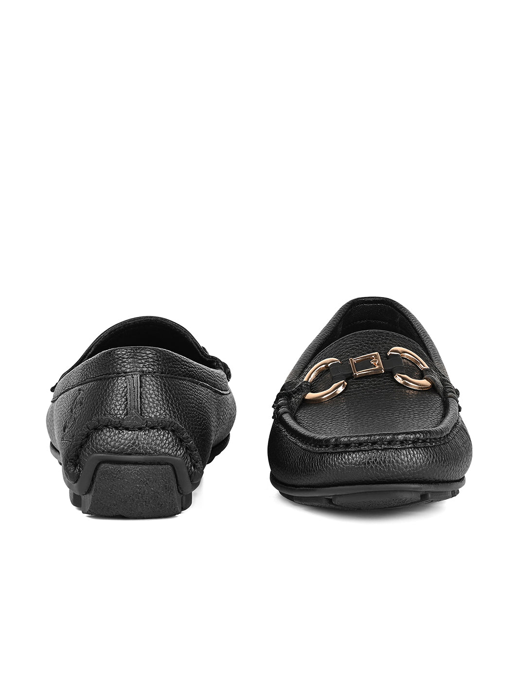 Women's Black Premium Solid Slip-On Casual Loafers