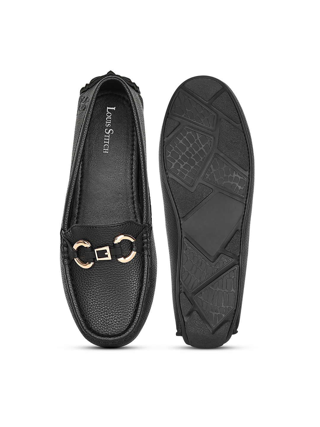 Women's Black Premium Solid Slip-On Casual Loafers