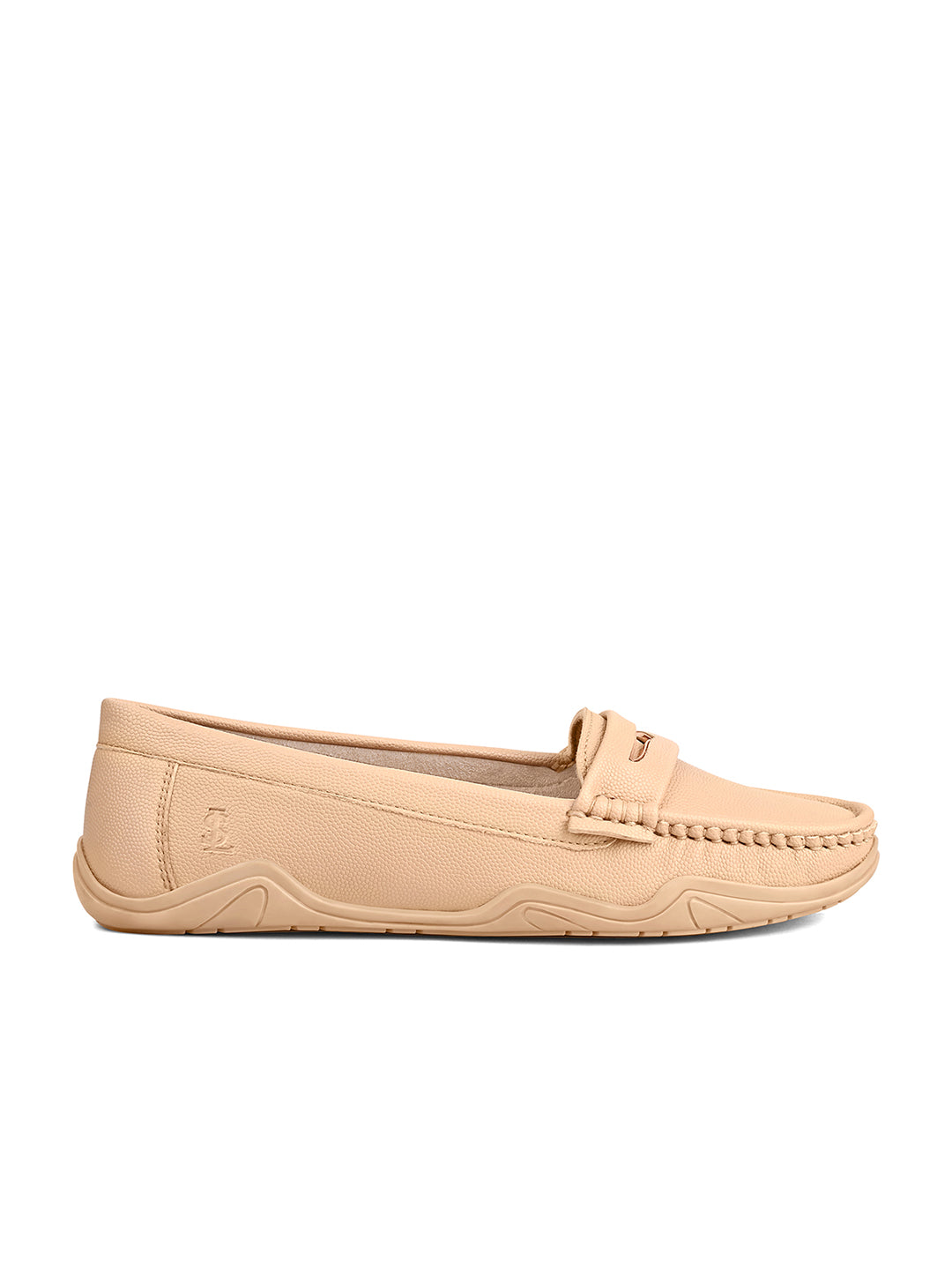 Women's Beige Premium Solid Slip-On Casual Loafers