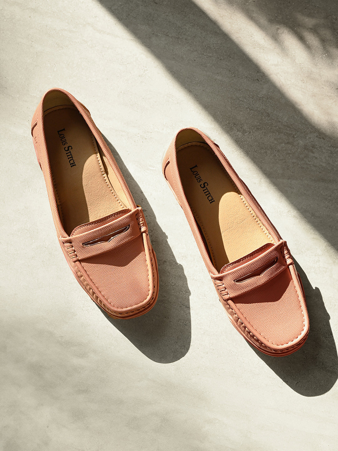 Women's Pink Premium Solid Slip-On Casual Loafers