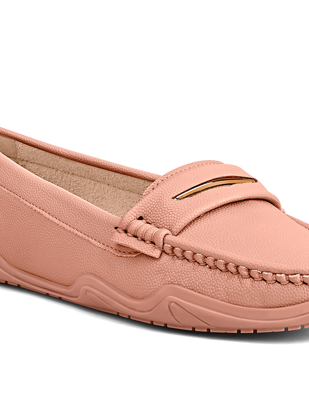 Women's Pink Premium Solid Slip-On Casual Loafers