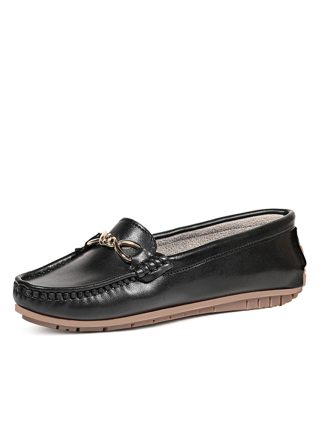 Women's Black Premium Solid Slip-On Casual Loafers