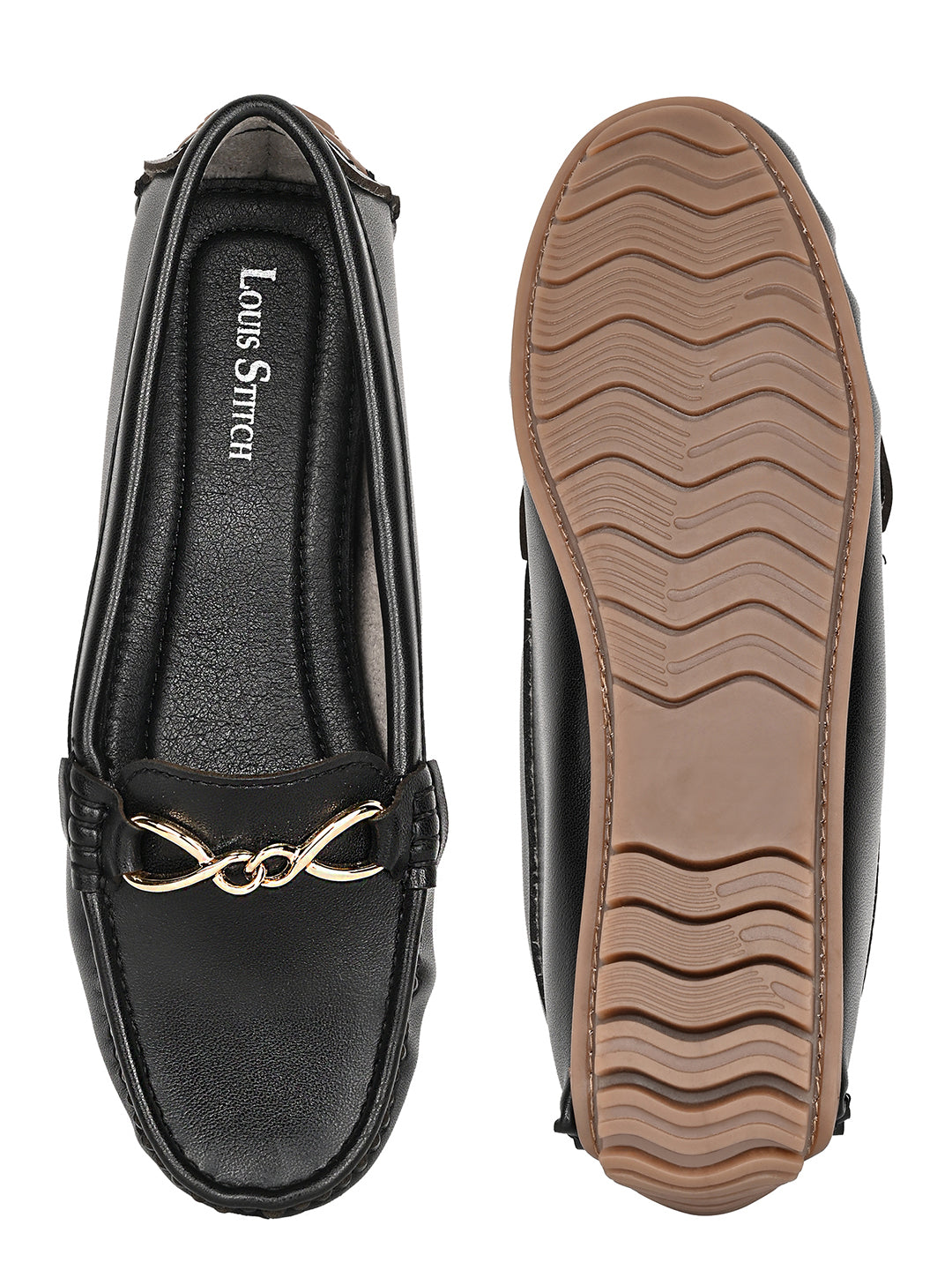 Women's Black Premium Solid Slip-On Casual Loafers