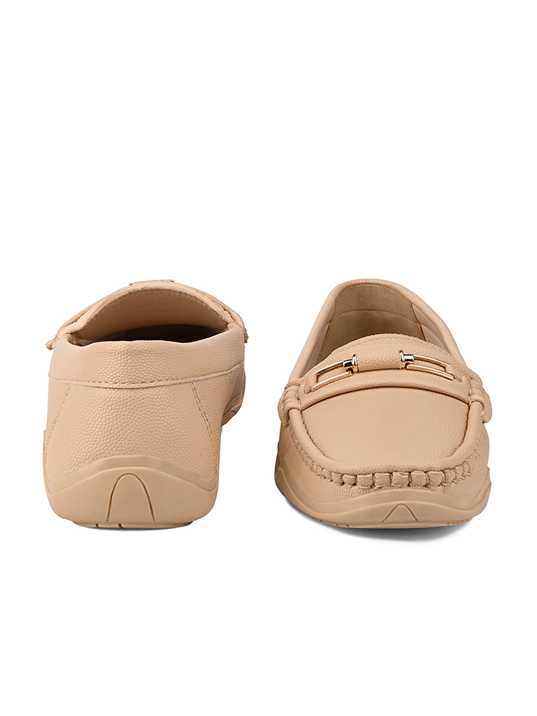 Women's Beige Premium Solid Slip-On Casual Loafers