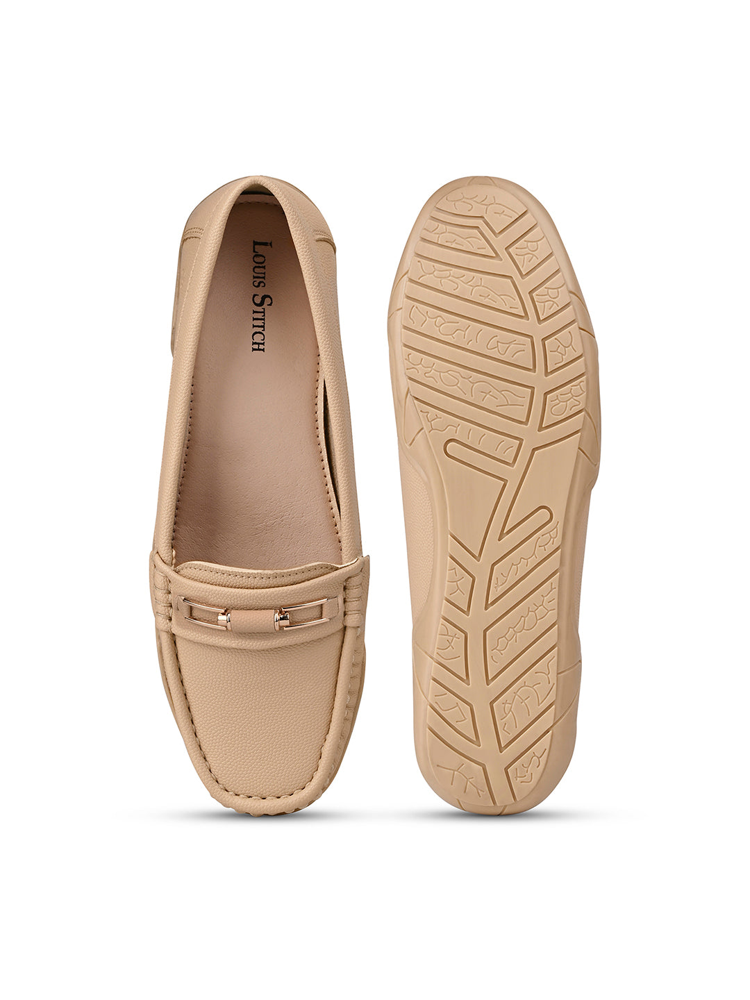 Women's Beige Premium Solid Slip-On Casual Loafers