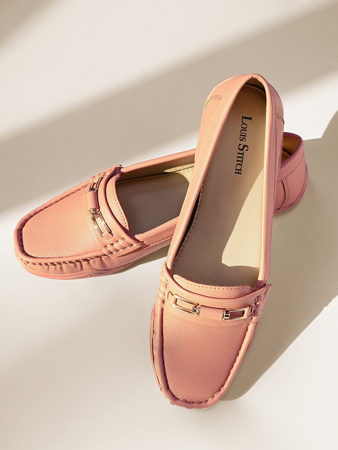 Women's Pink Premium Solid Slip-On Casual Loafers