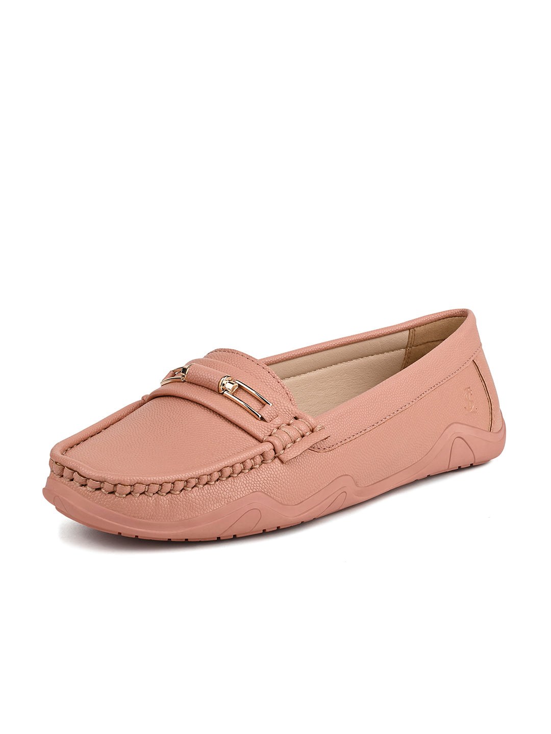 Women's Pink Premium Solid Slip-On Casual Loafers