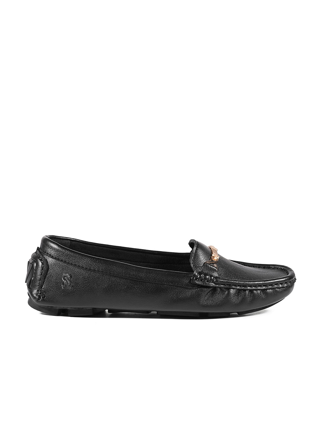 Women's Black Premium Solid Slip-On Casual Loafers