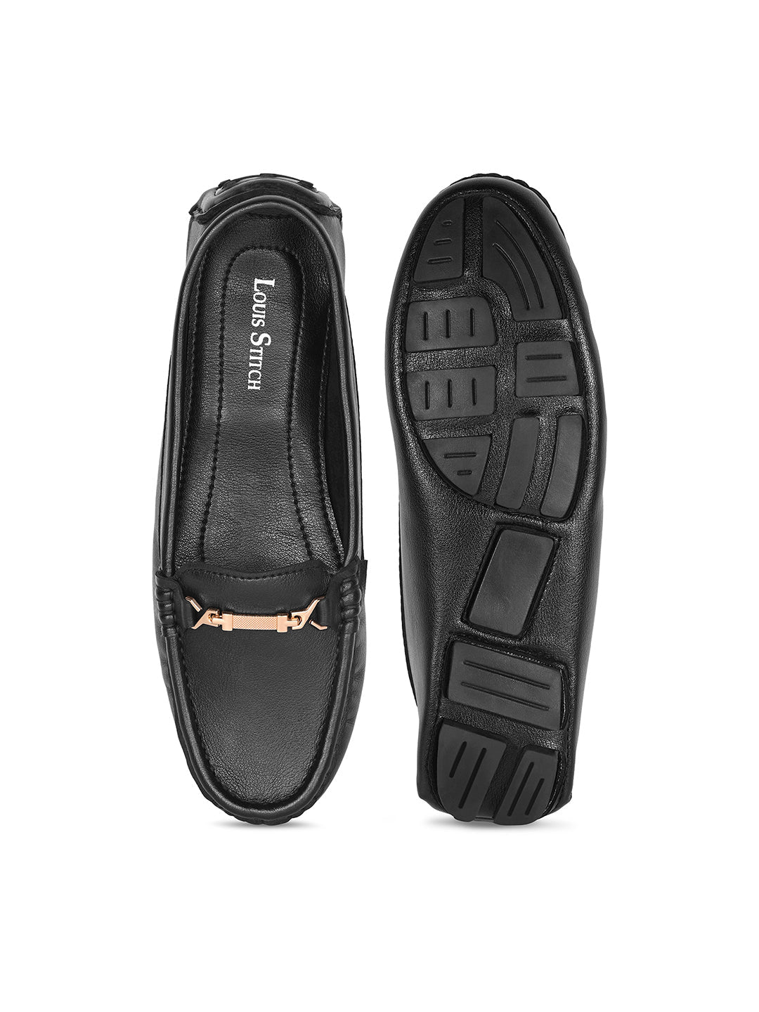 Women's Black Premium Solid Slip-On Casual Loafers