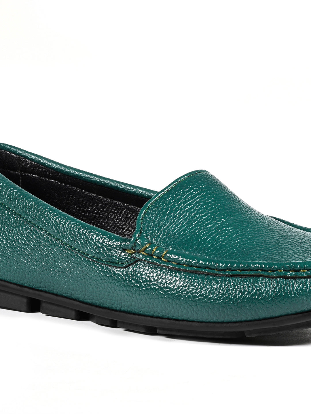 Women's Peacock Blue Premium Solid Slip-On Casual Loafers