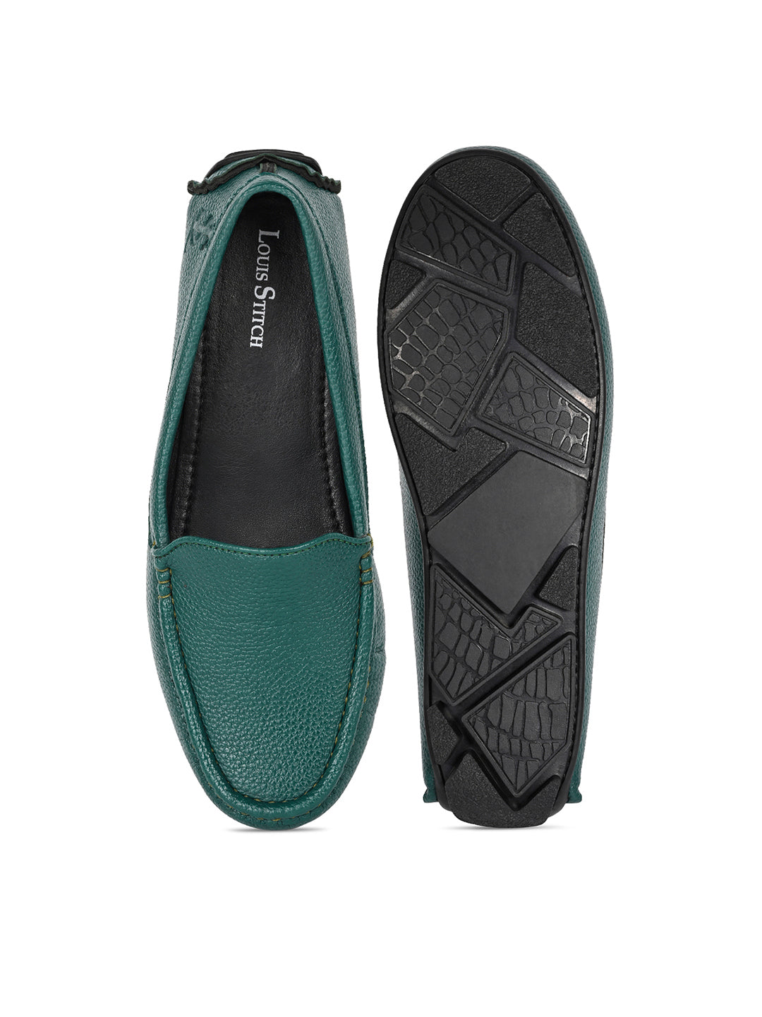 Women's Peacock Blue Premium Solid Slip-On Casual Loafers