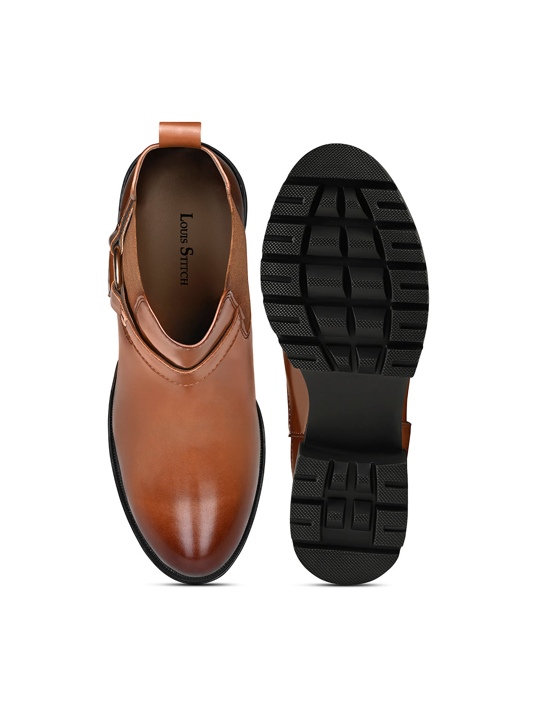Maple Tan High Ankle Round Buckle Slip-On Long Boots
