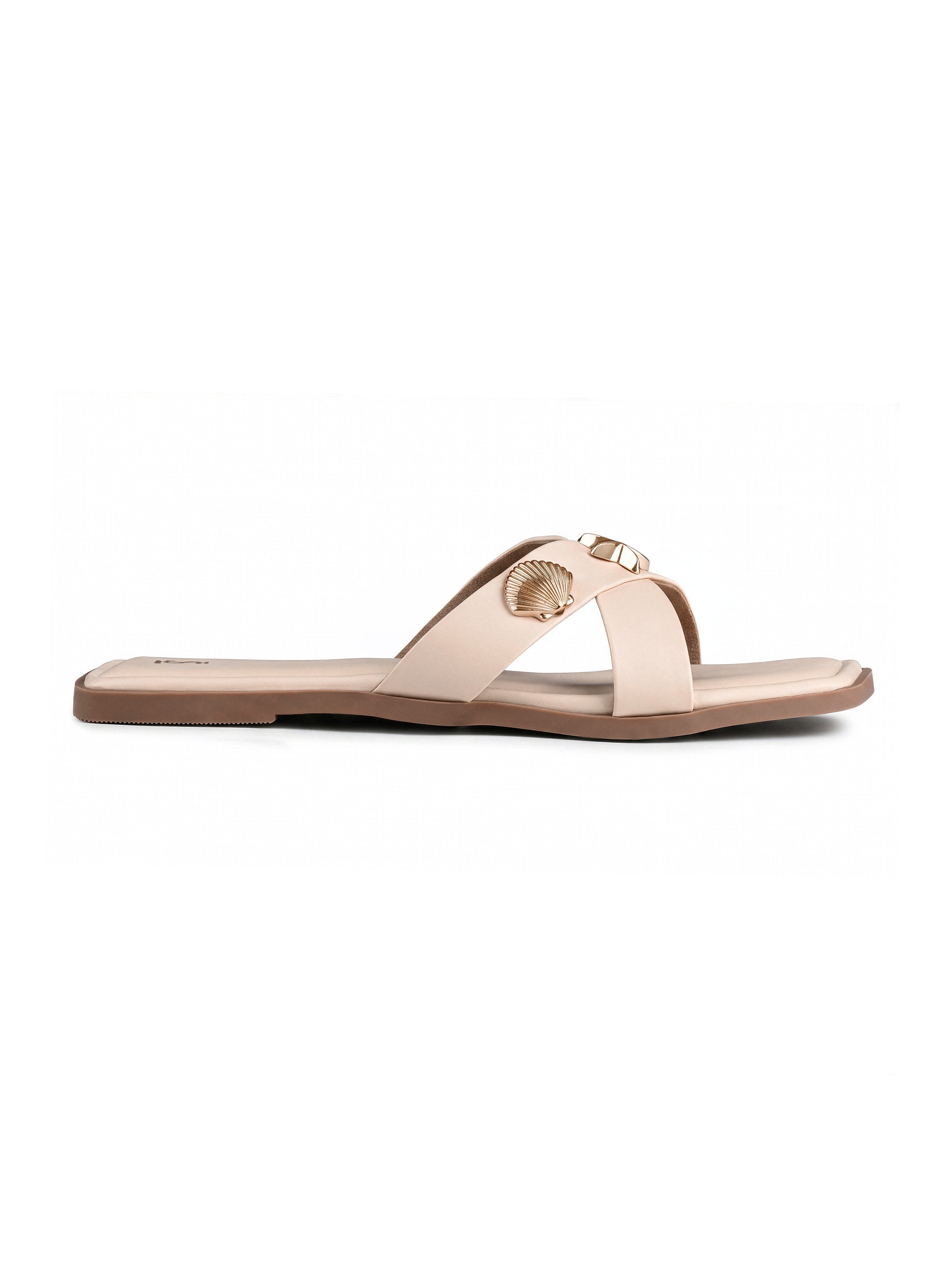 Women's Chic Beige Cross-Strap Flat Sandals