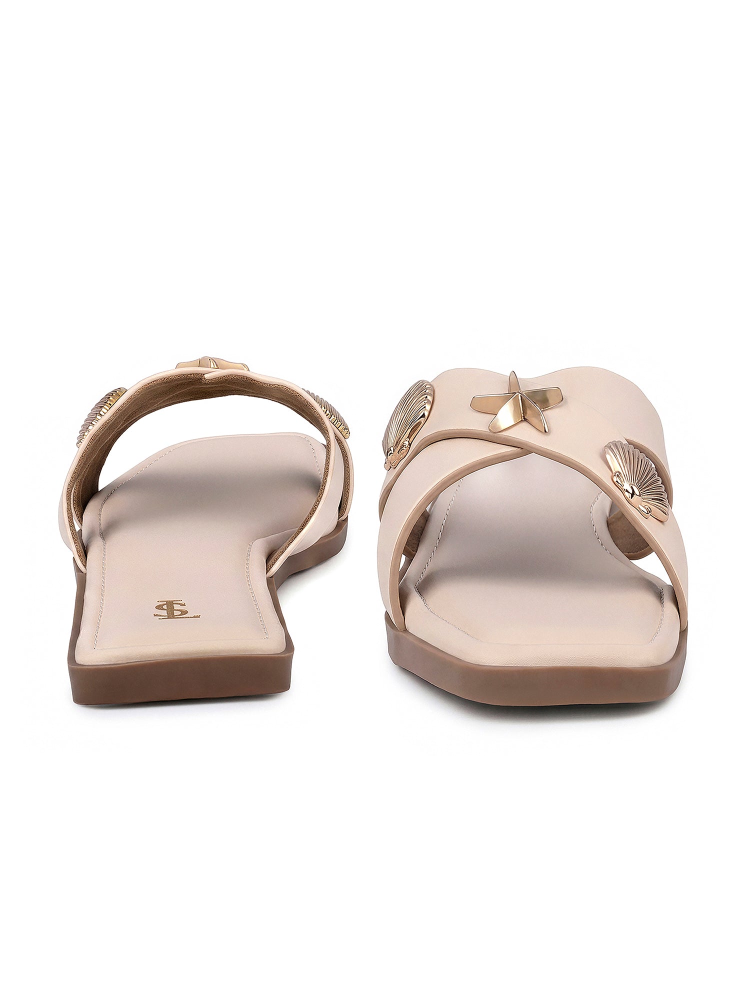 Women's Chic Beige Cross-Strap Flat Sandals