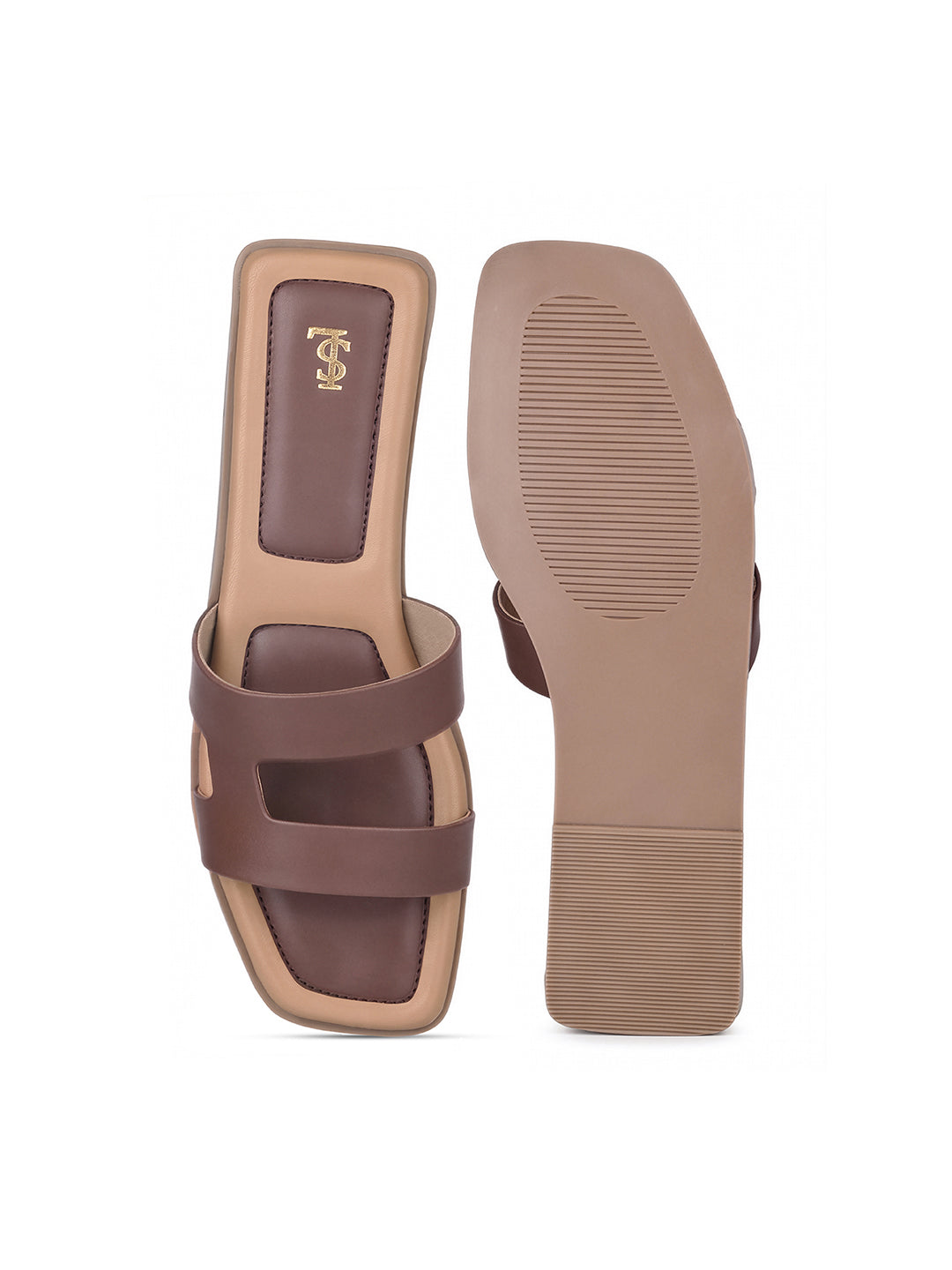 Women's Cocoa Brown Chic Dual-Strap Flat Sandals