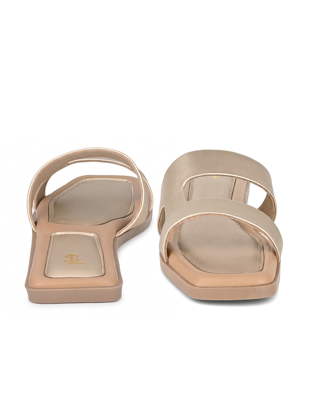 Women's Golden Glow Chic Dual-Strap Flat Sandals