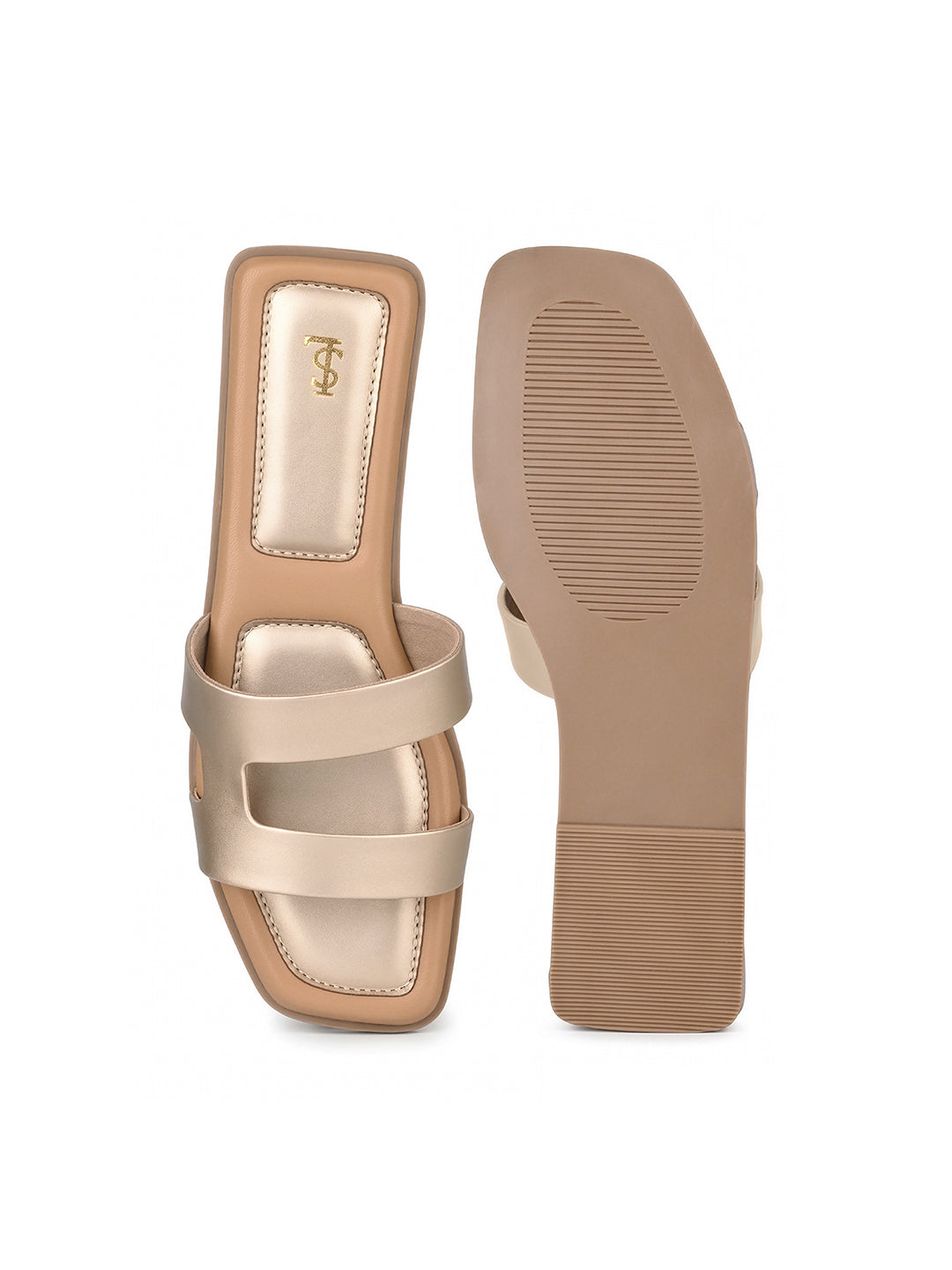 Women's Golden Glow Chic Dual-Strap Flat Sandals