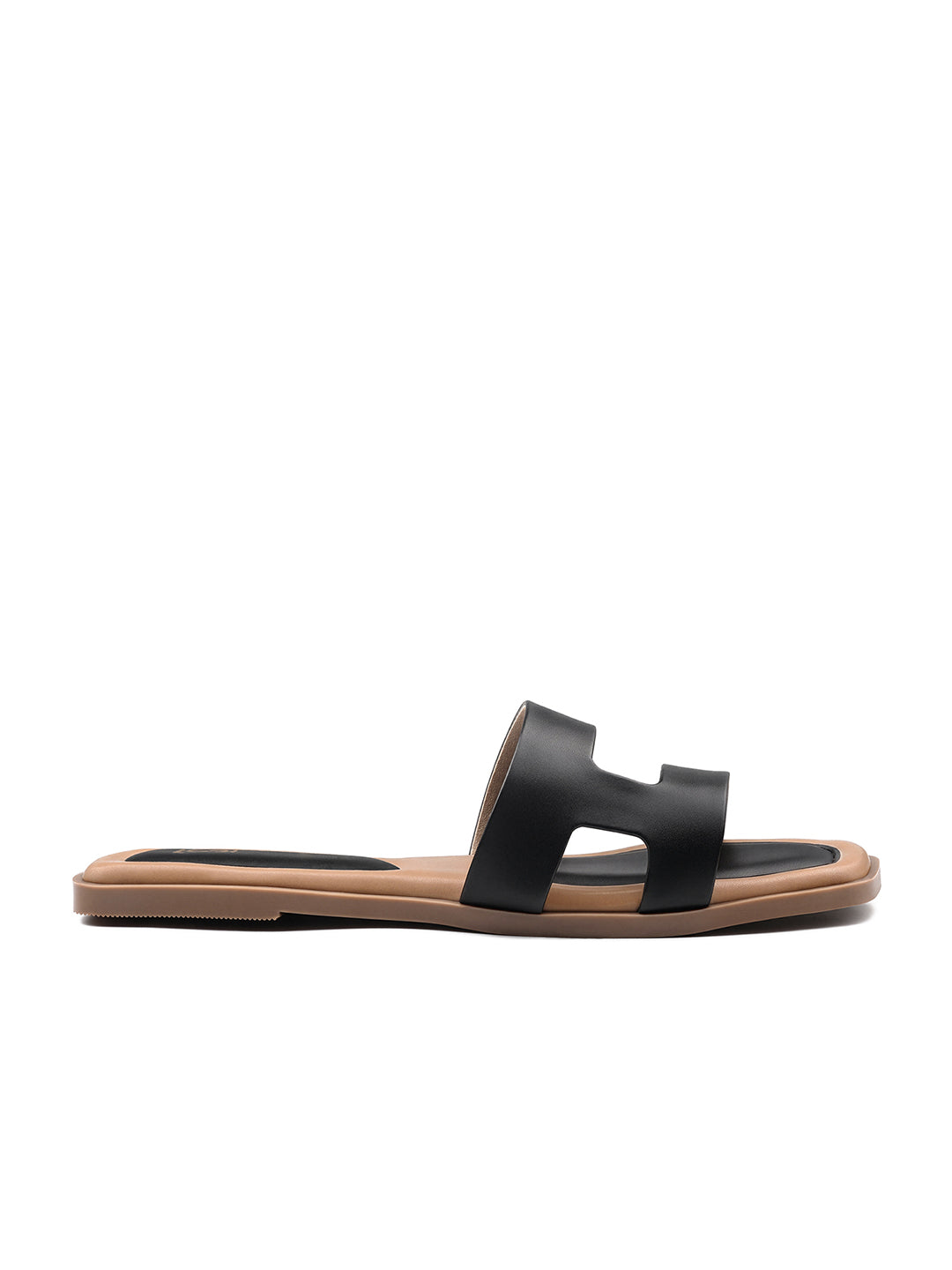 Women's Velet Black Chic Dual-Strap Flat Sandals