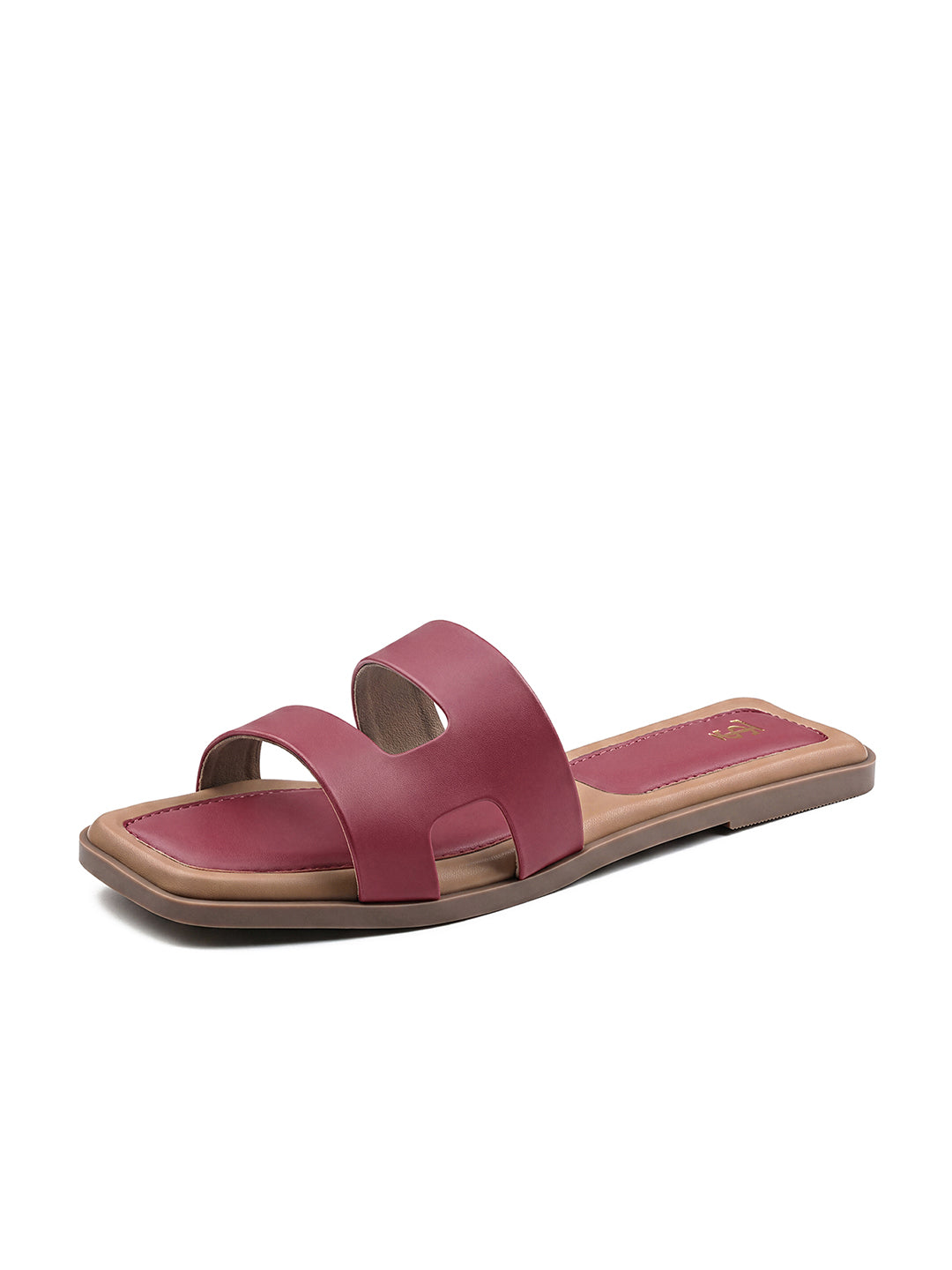 Women's Deep Crimson Chic Dual-Strap Flat Sandals
