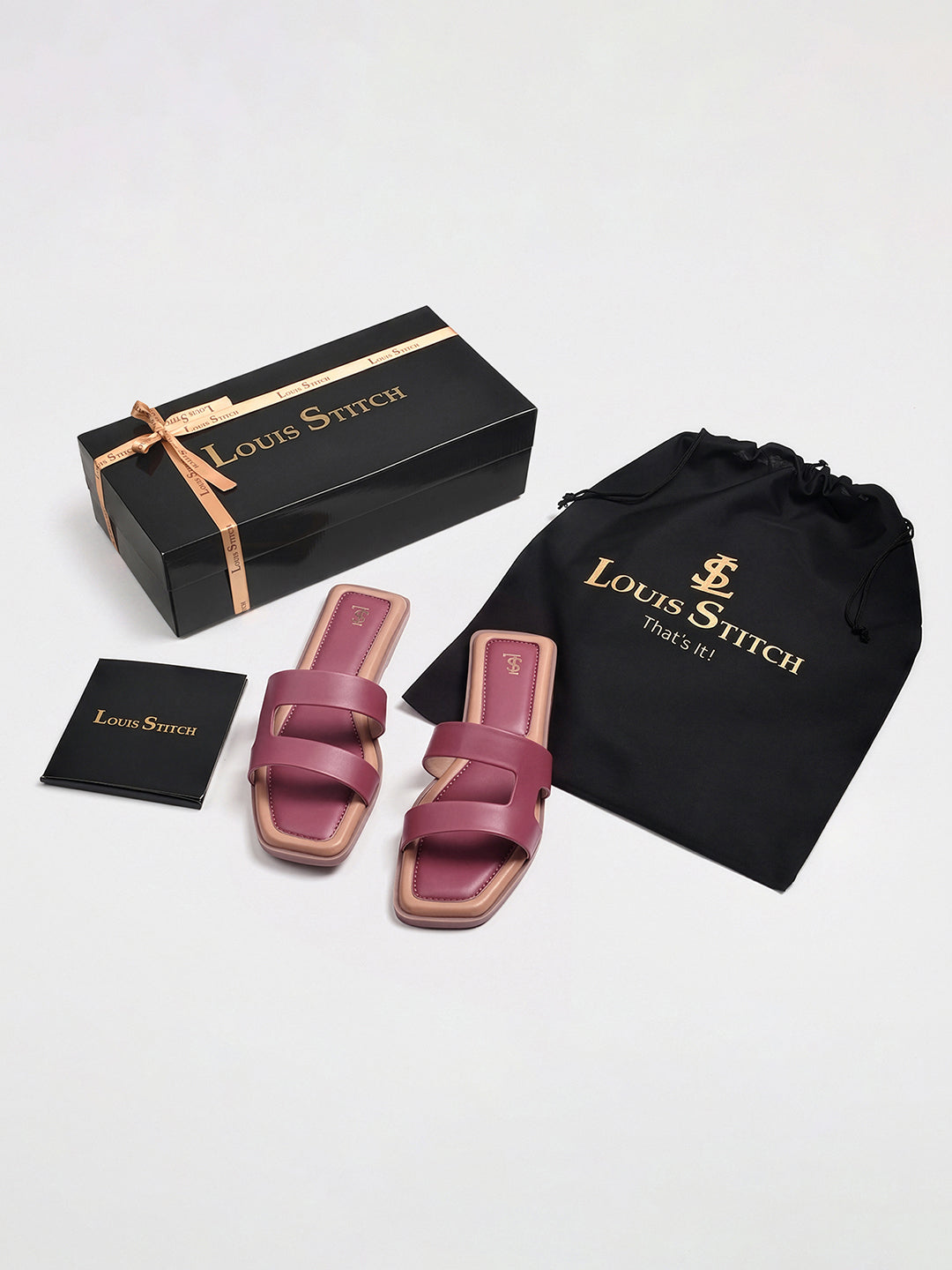 Women's Deep Crimson Chic Dual-Strap Flat Sandals