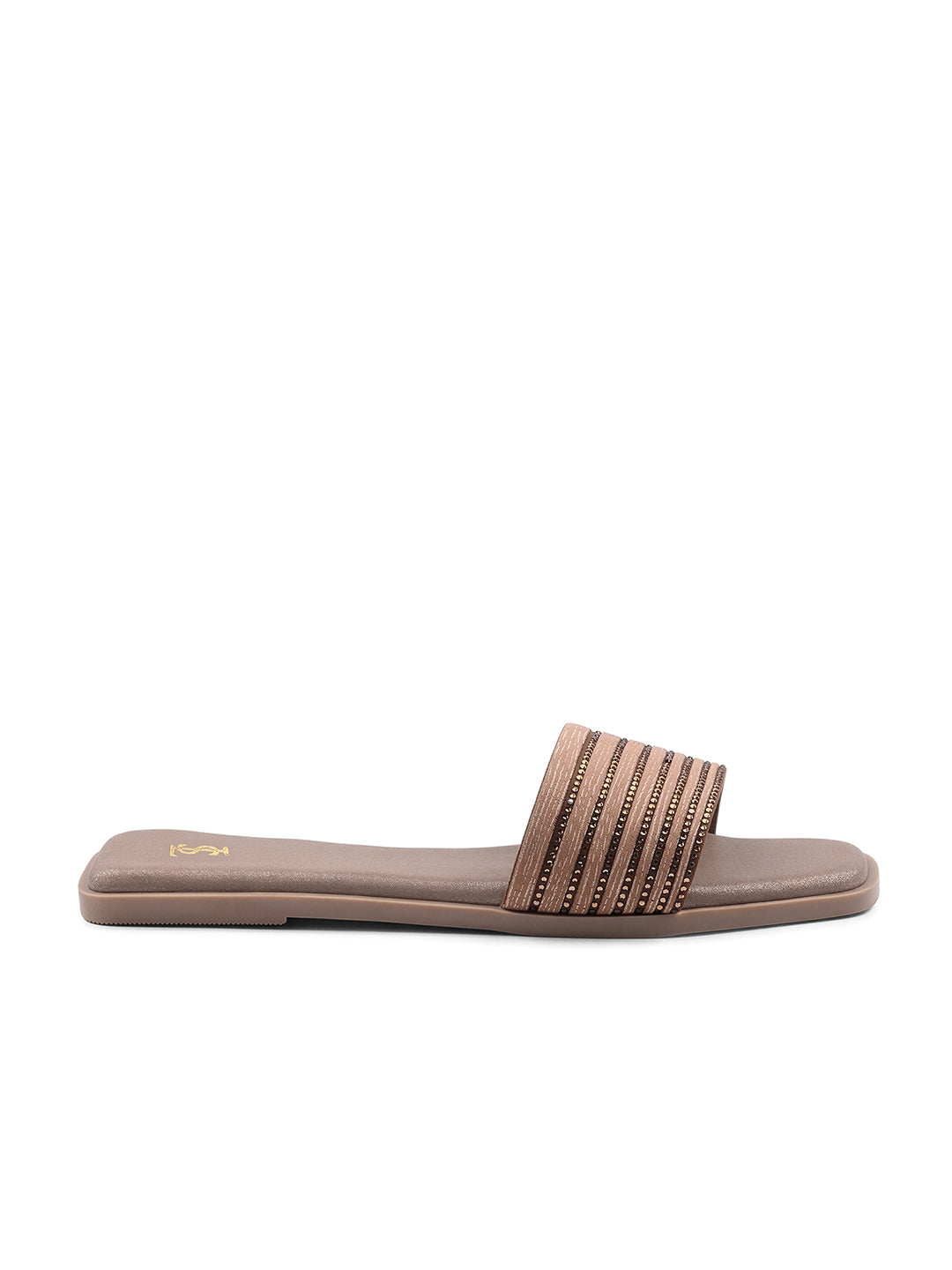 Women's Champagne Gold Elegant Flat Sandals