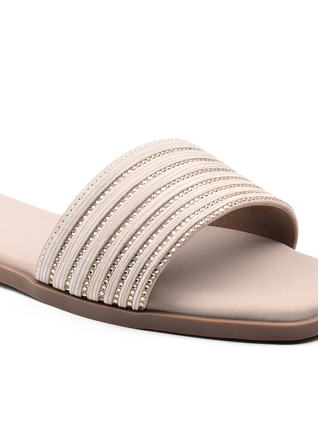 Women's Pearl White Elegant Flat Sandals
