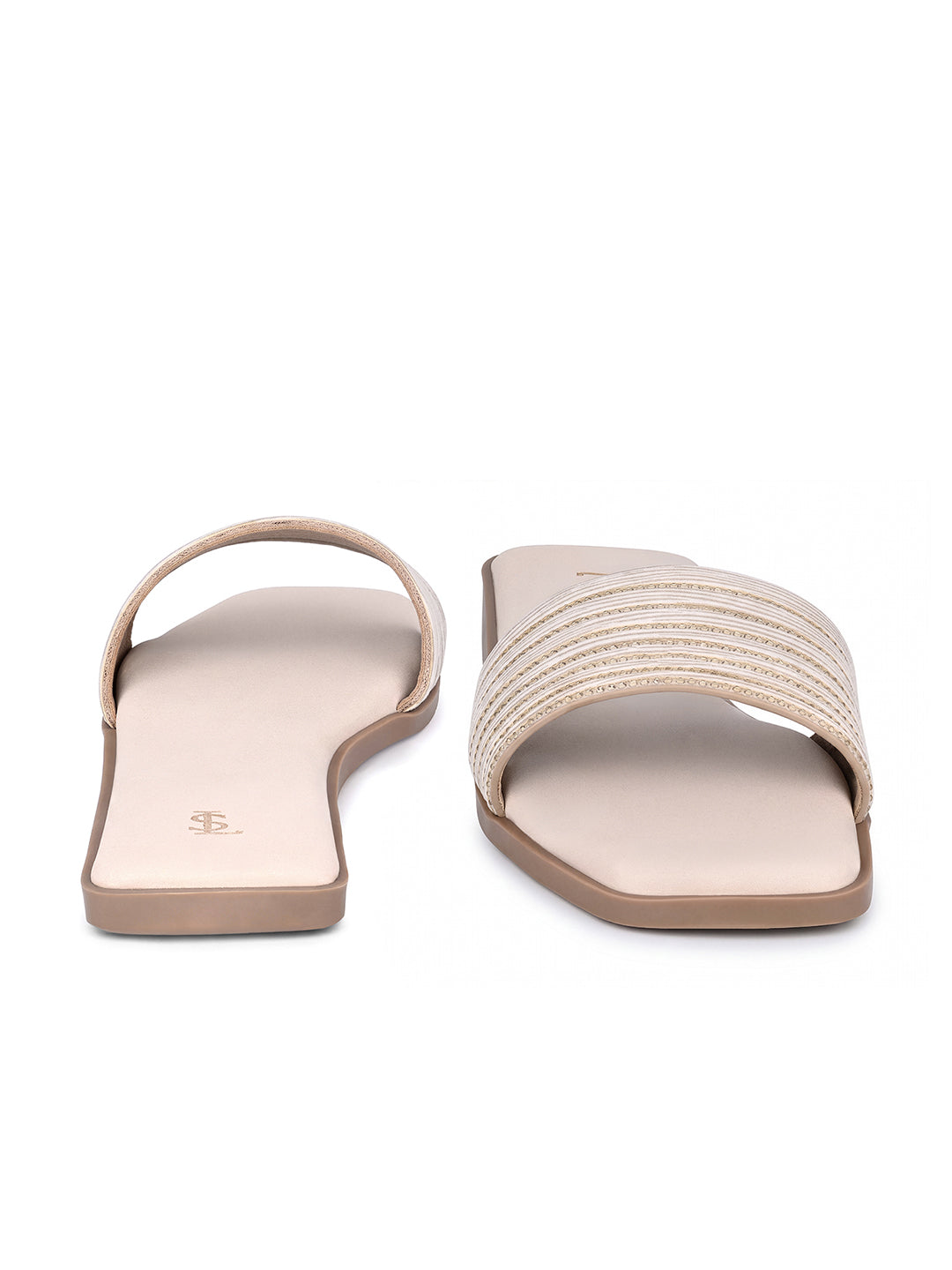 Women's Pearl White Elegant Flat Sandals