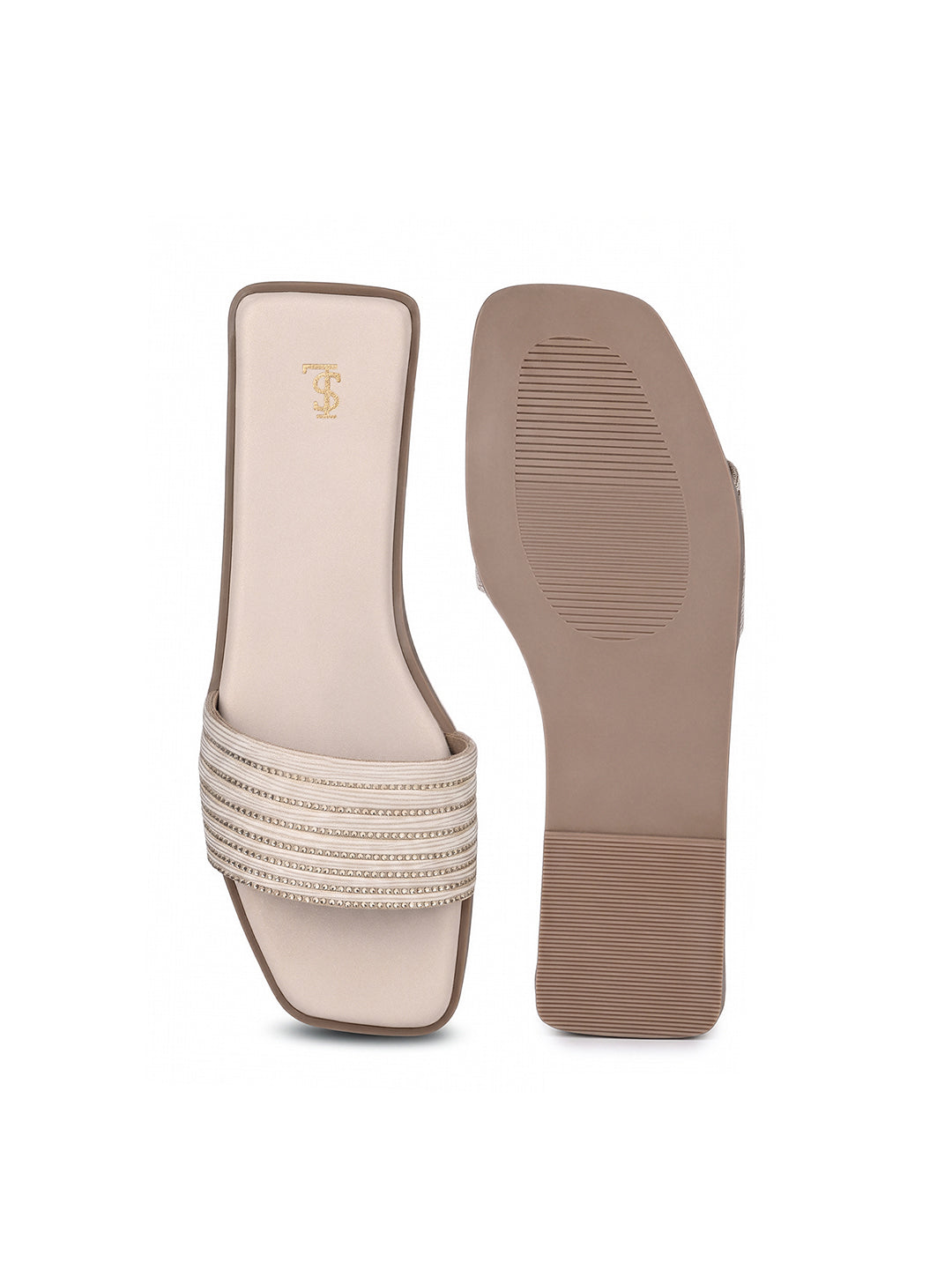Women's Pearl White Elegant Flat Sandals