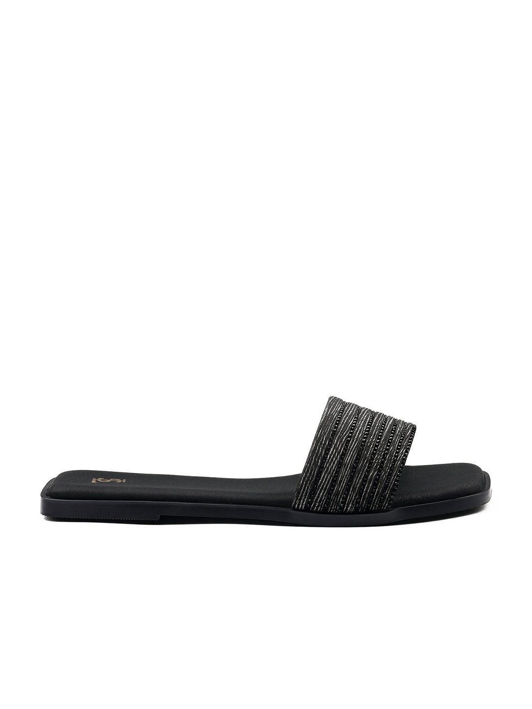 Women's Stardust Black Elegant Flat Sandals