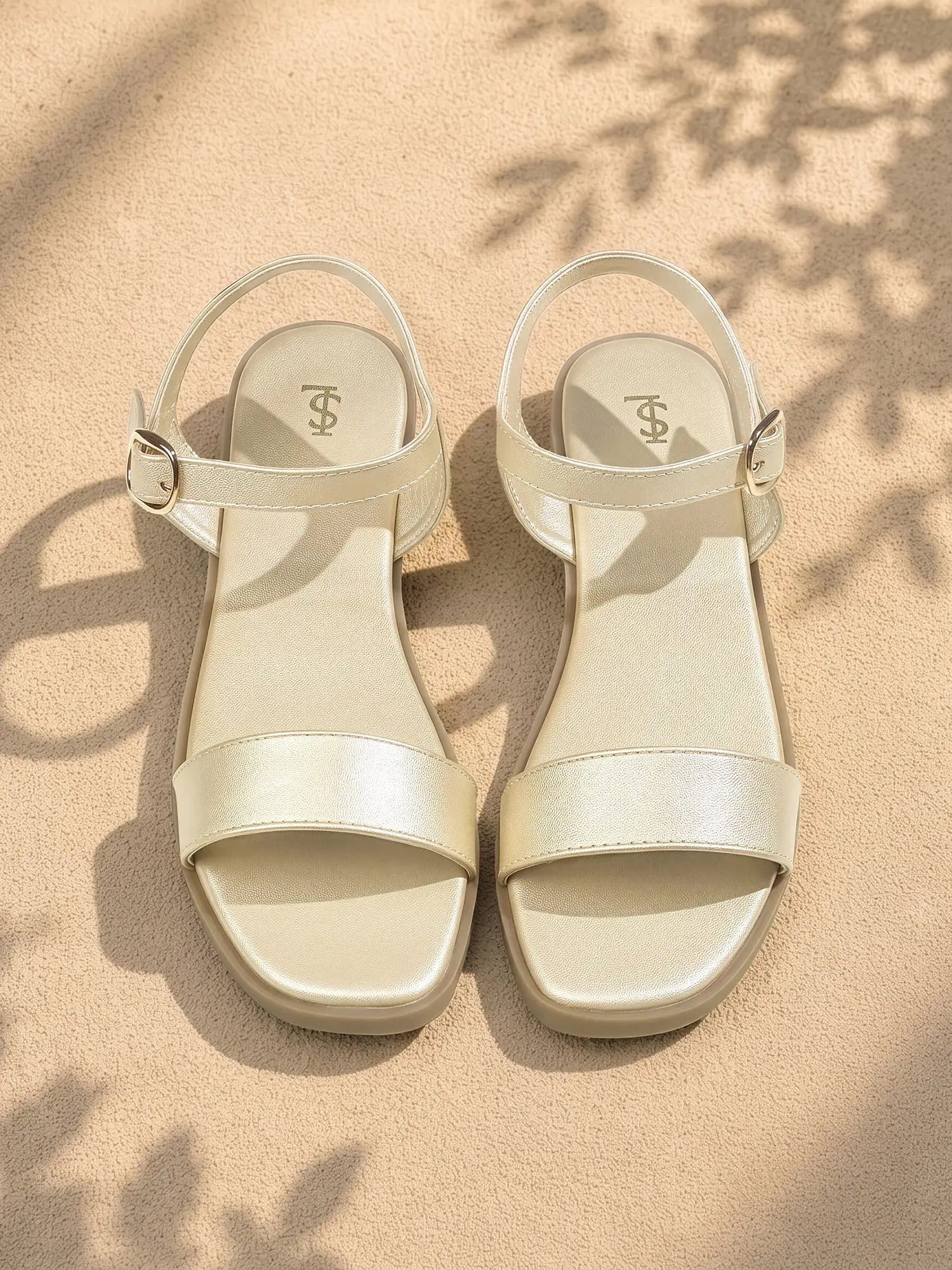 Women's Golden Slip-On Flat Sandals