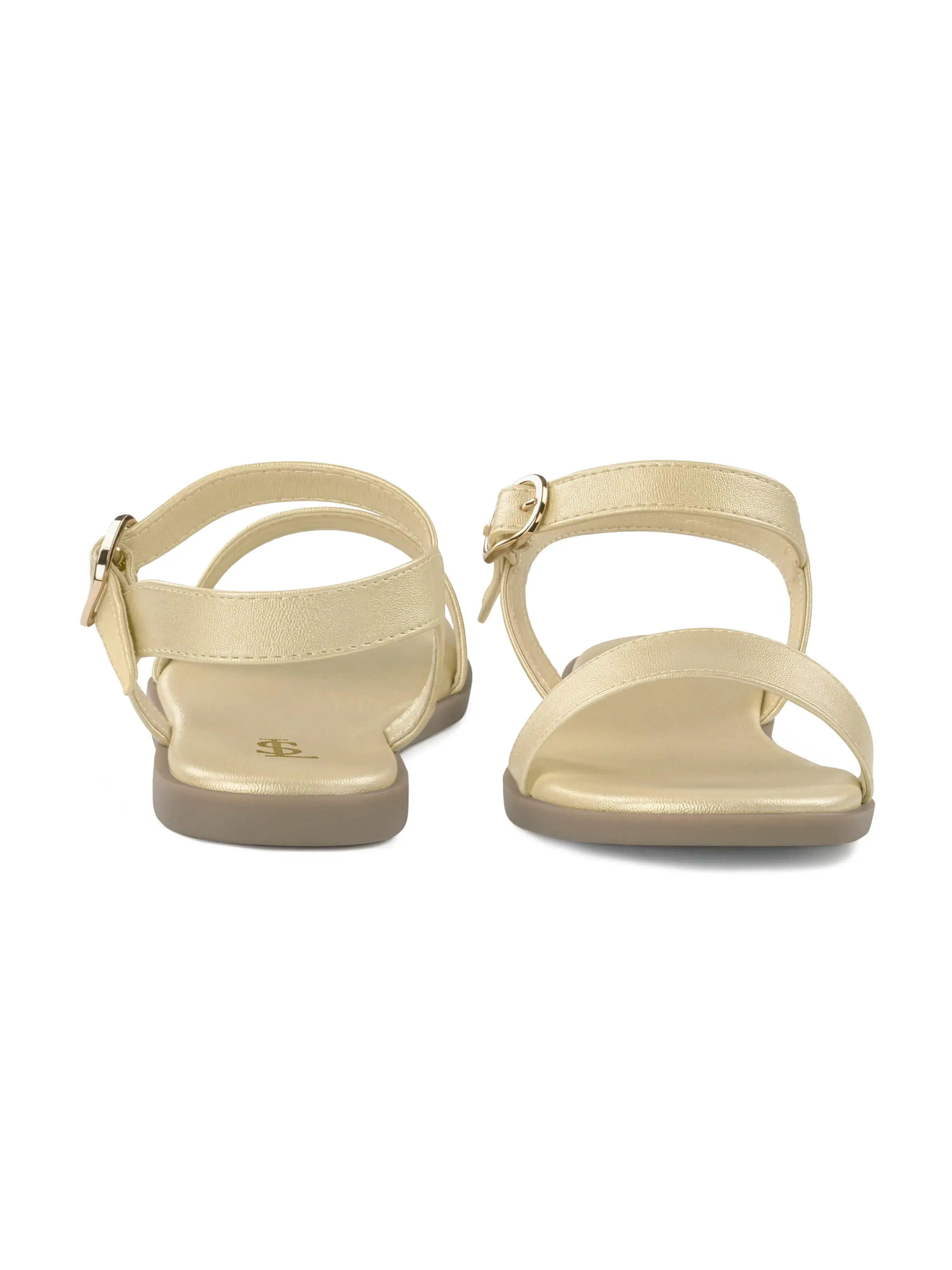 Women's Golden Slip-On Flat Sandals