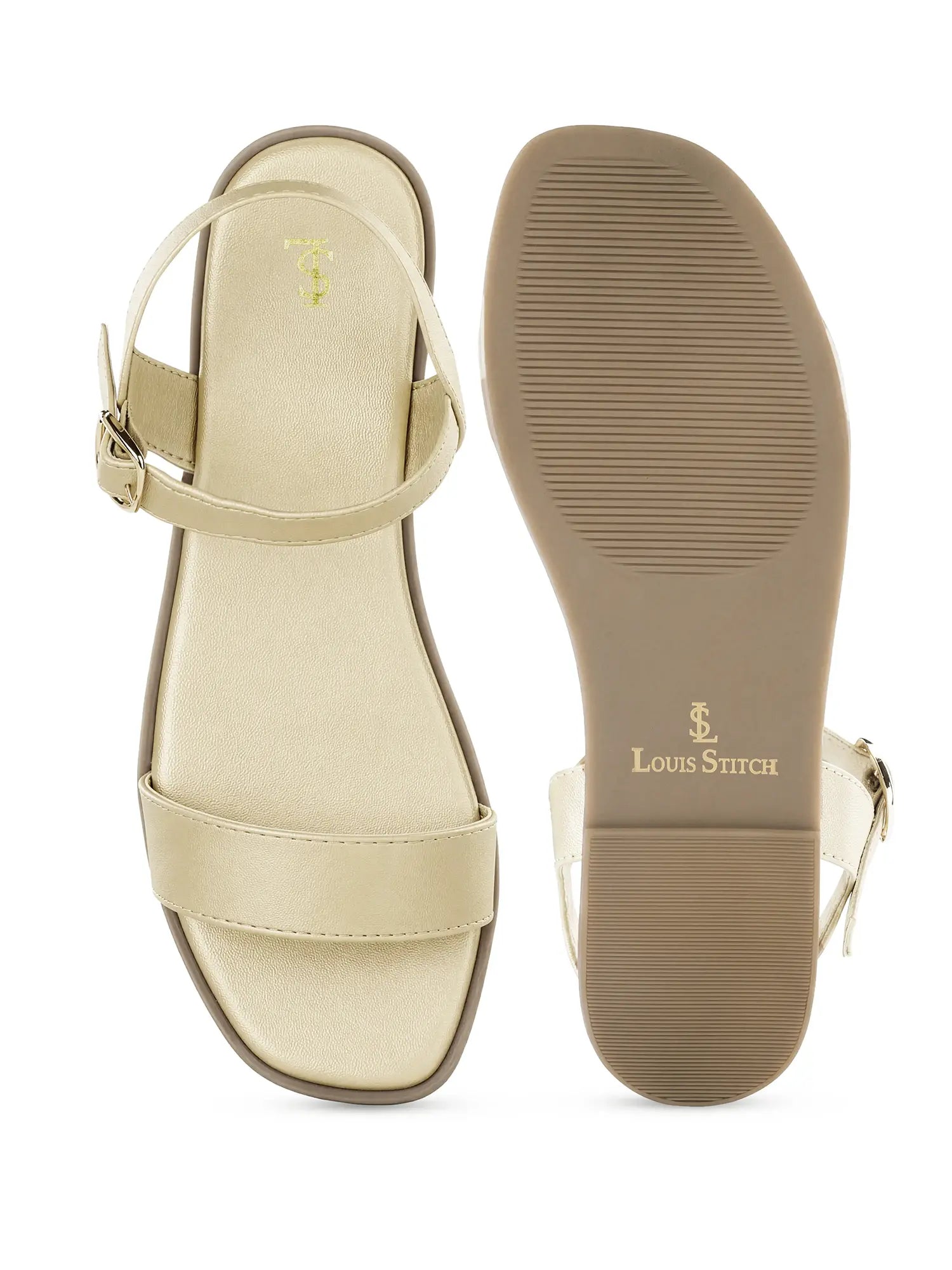 Women's Golden Slip-On Flat Sandals