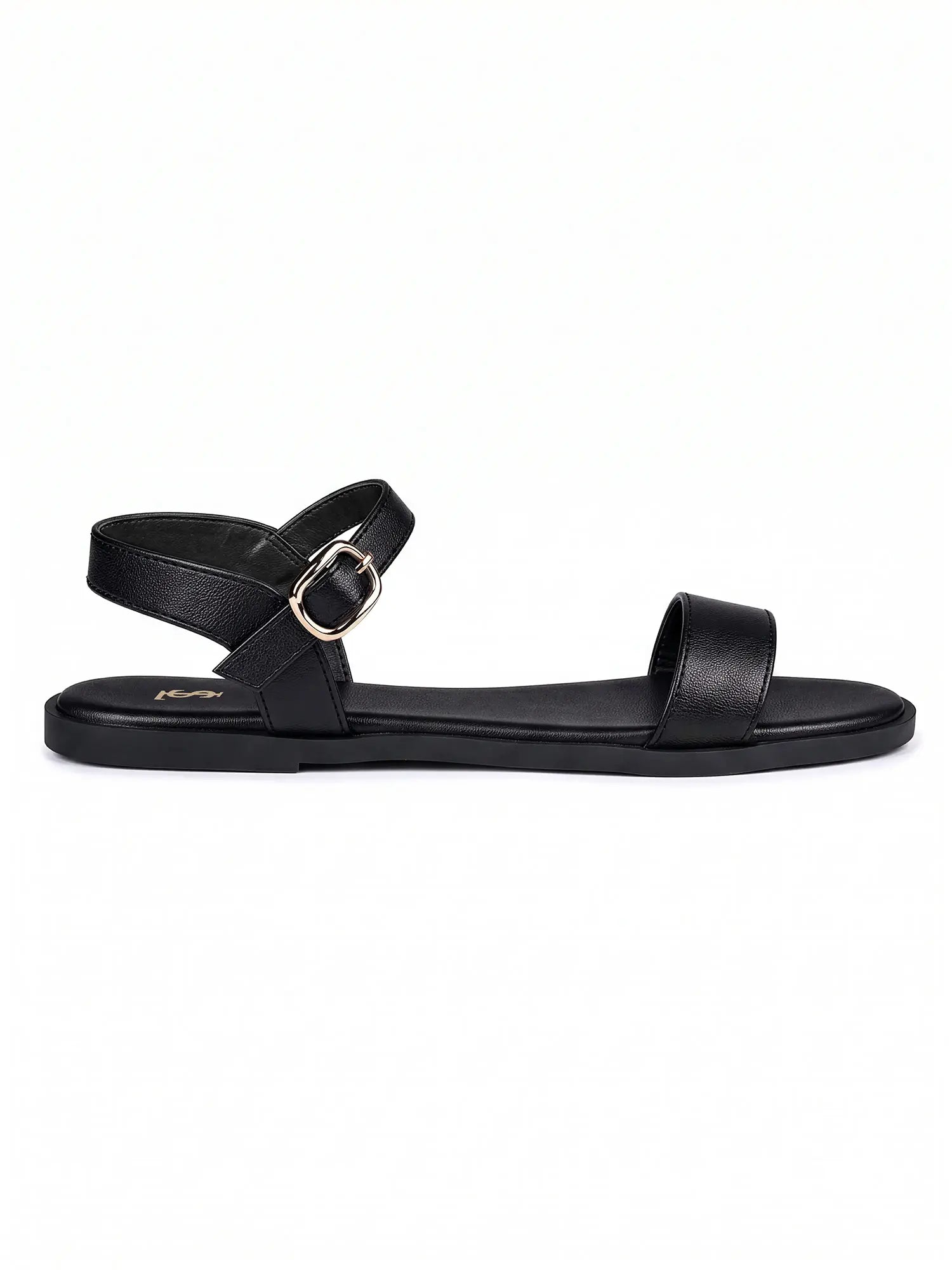 Women's Black Slip-On Flat Sandals