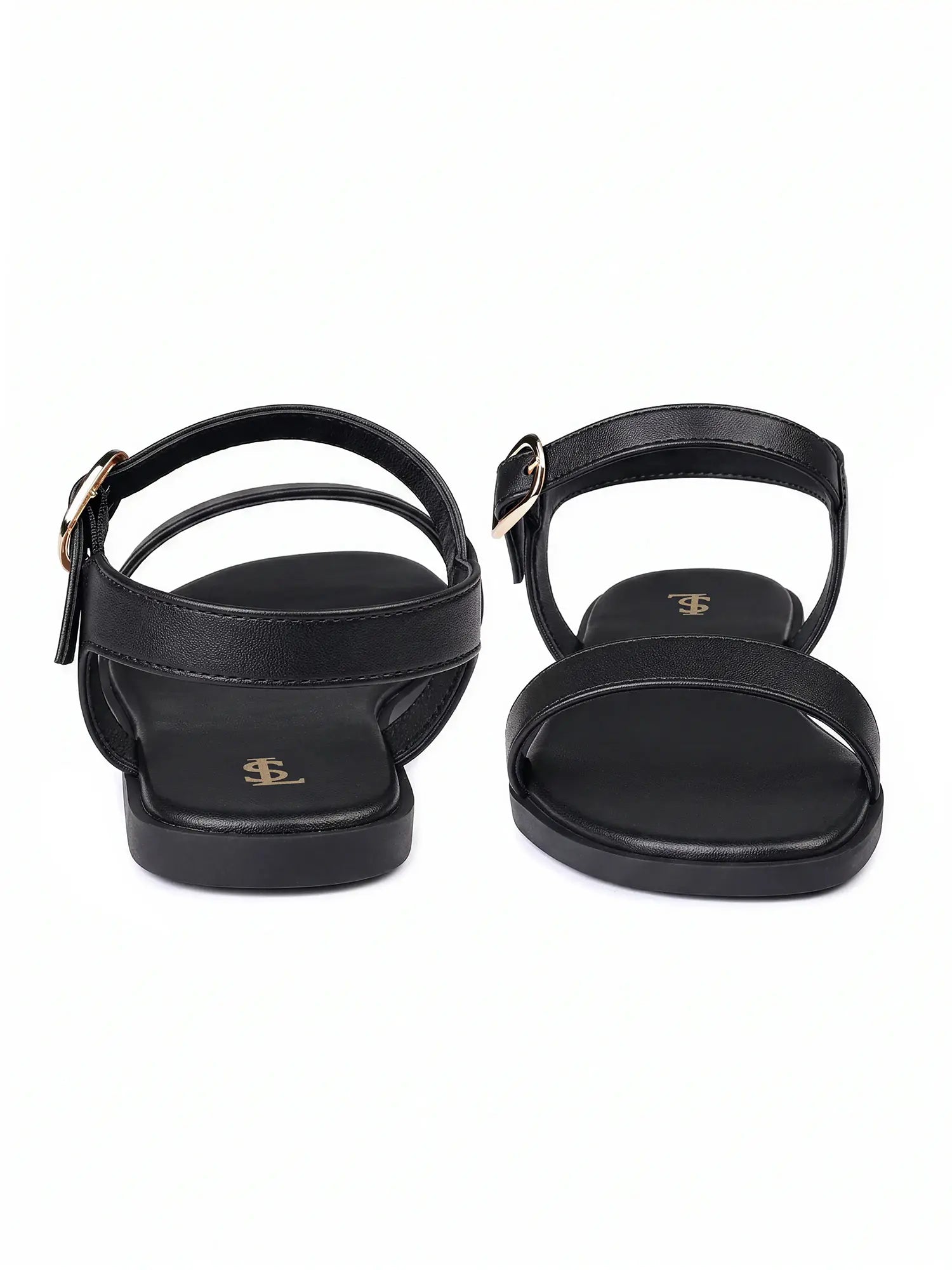 Women's Black Slip-On Flat Sandals