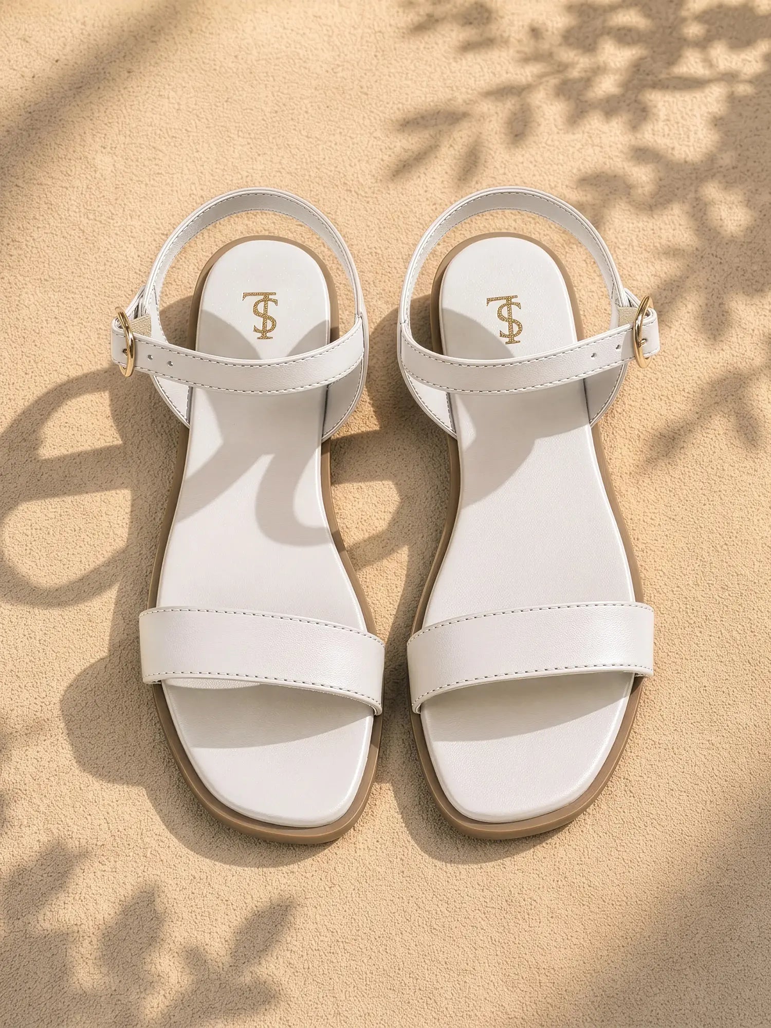 Women's White Slip-On Flat Sandals