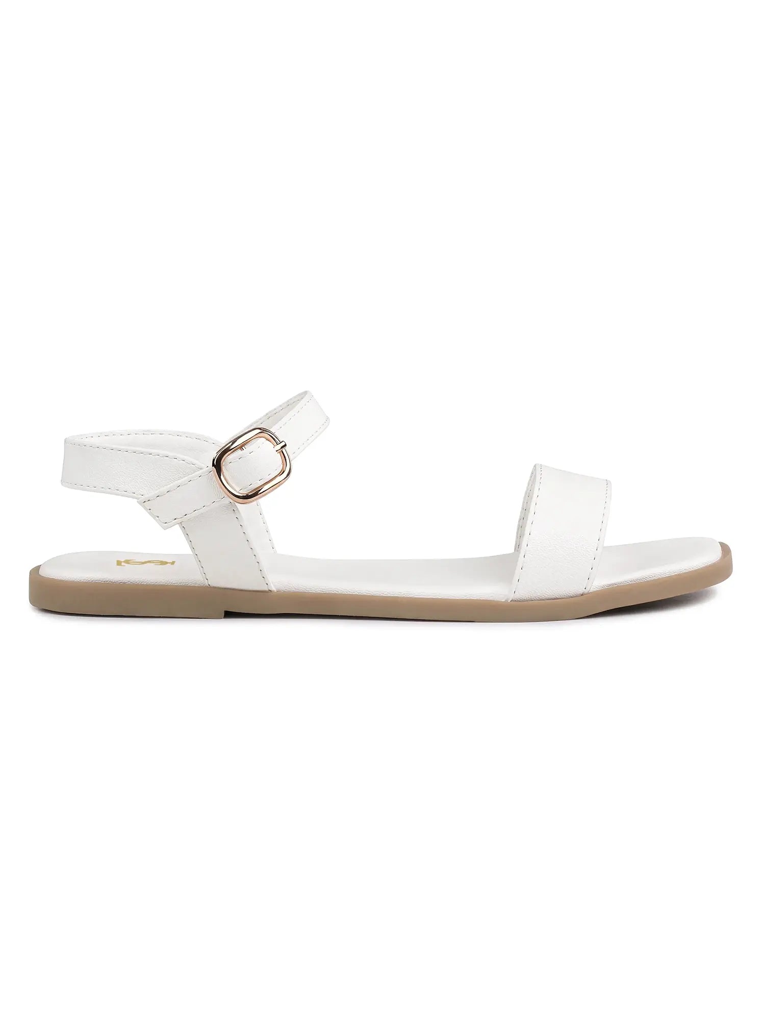 Women's White Slip-On Flat Sandals