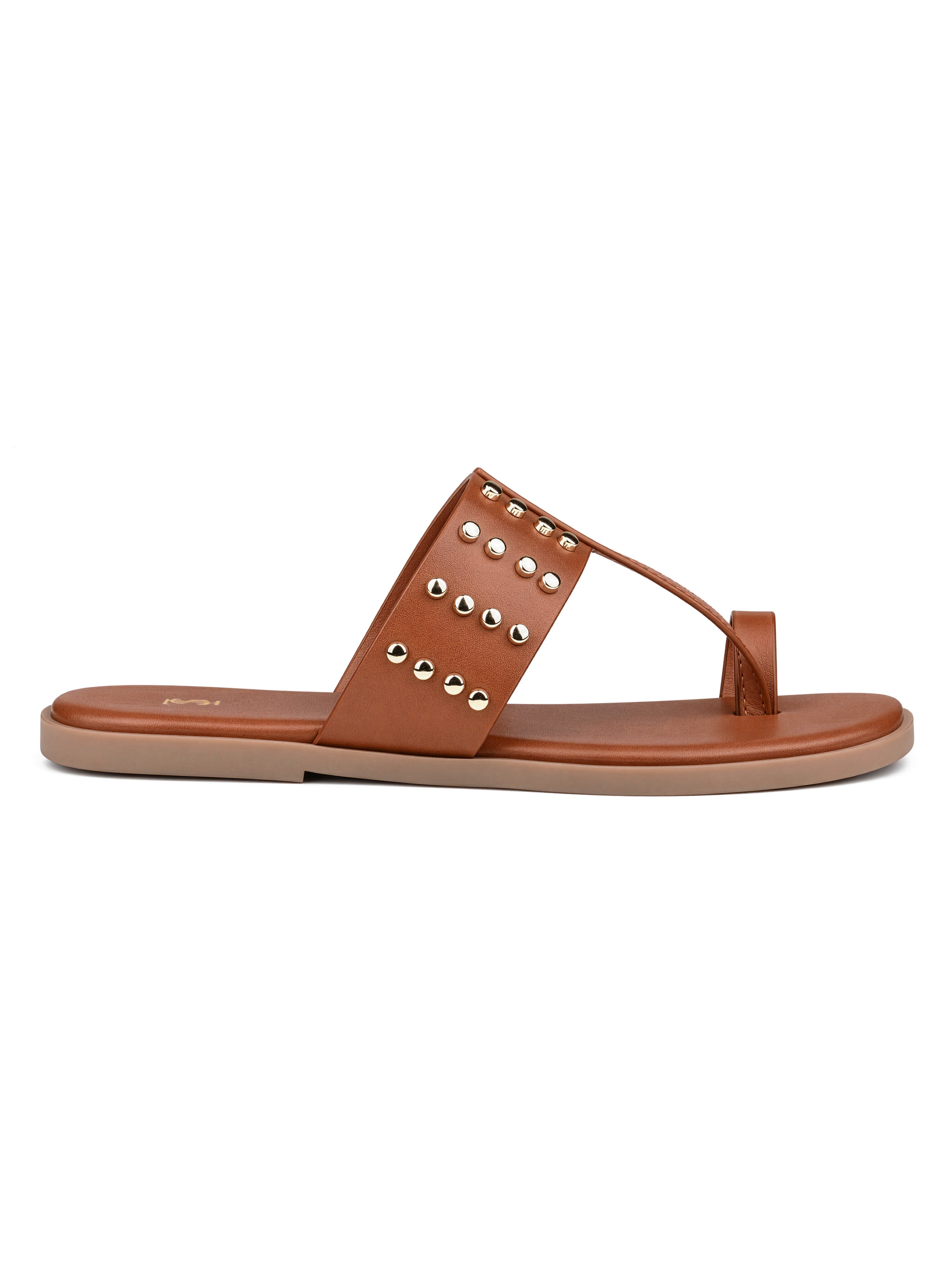 Women's Tan Toe-Ring Embellished Beads Sandals