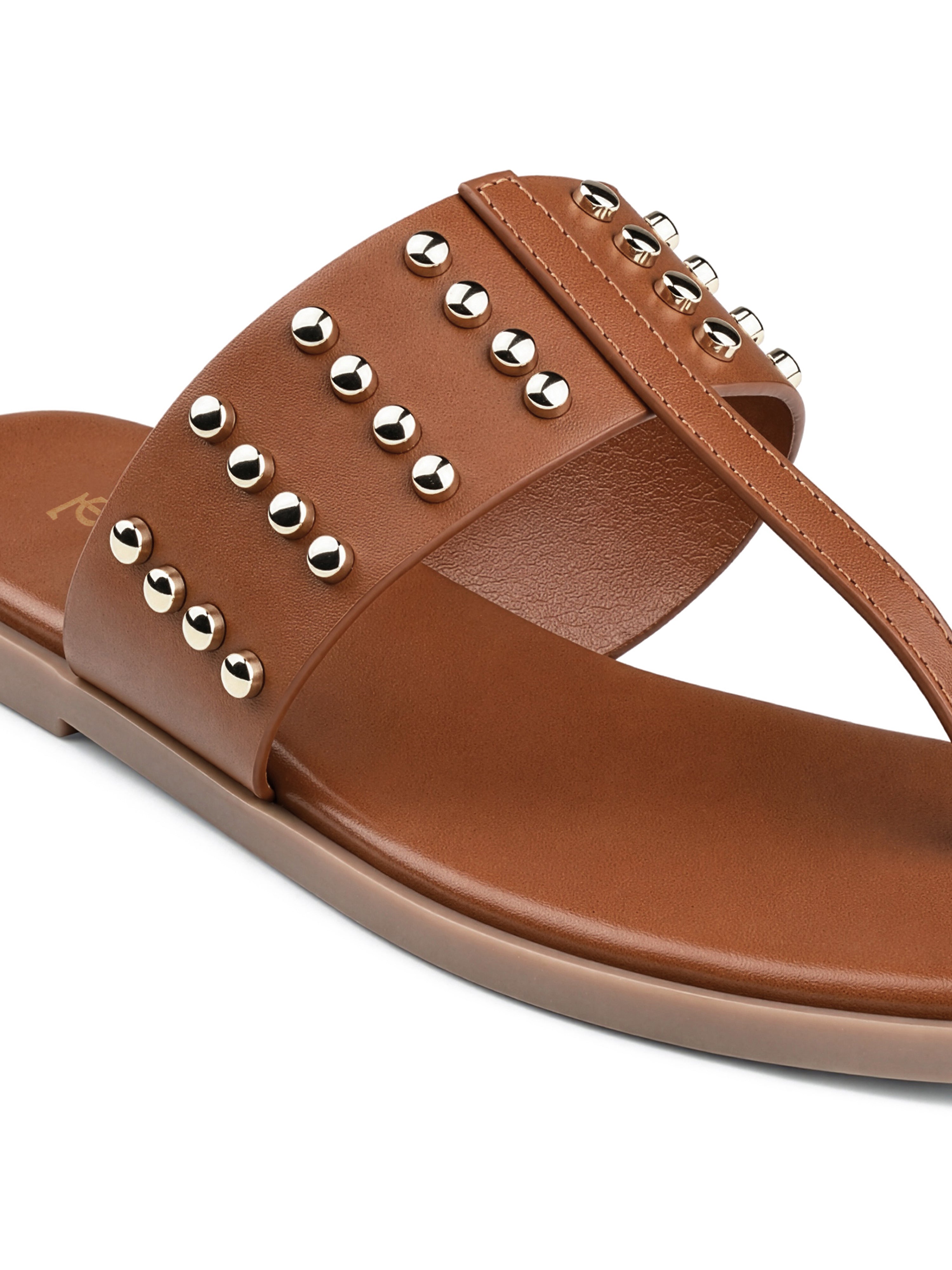 Women's Tan Toe-Ring Embellished Beads Sandals