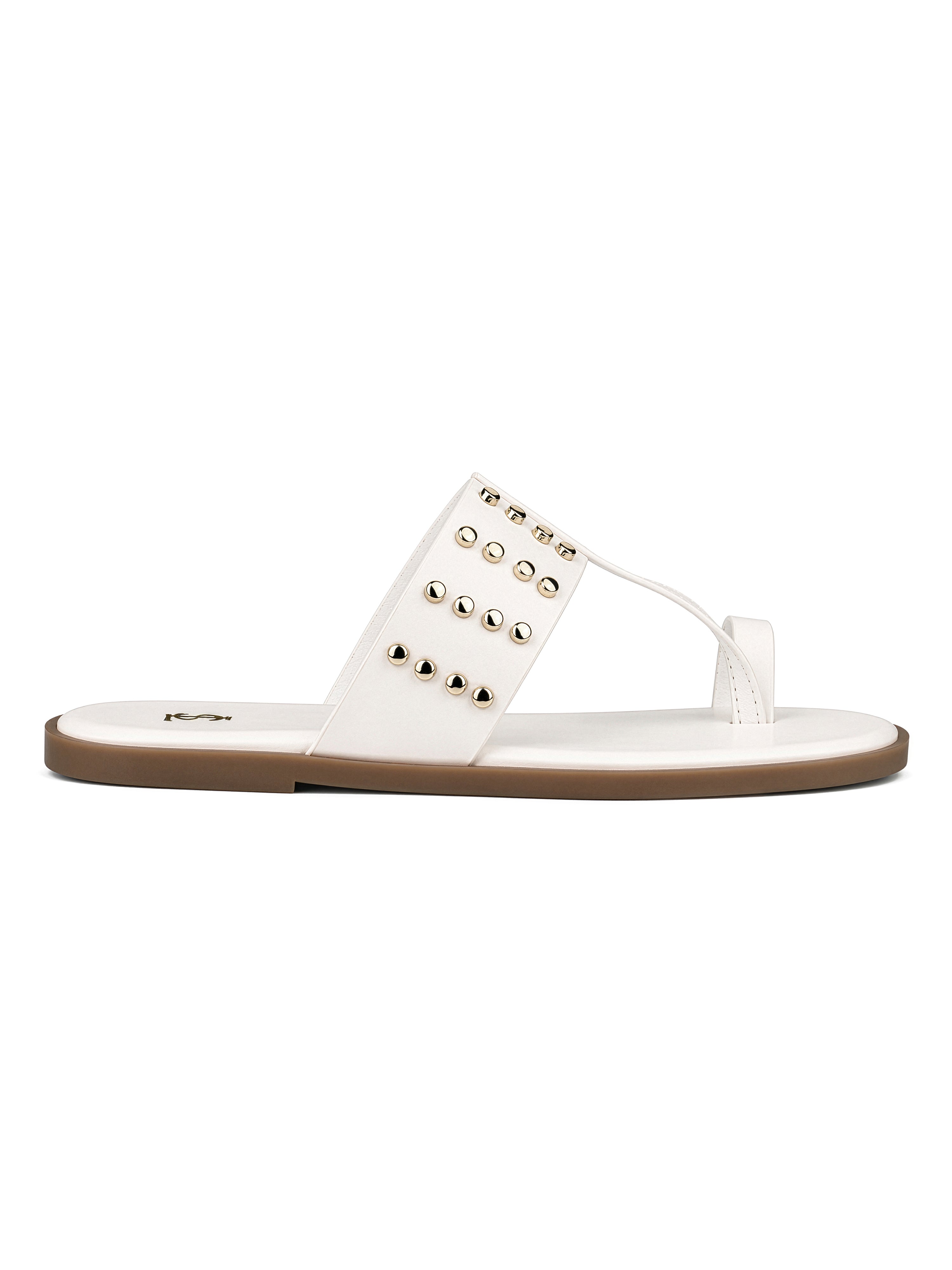 Women's White Toe-Ring Embellished Beads Sandals
