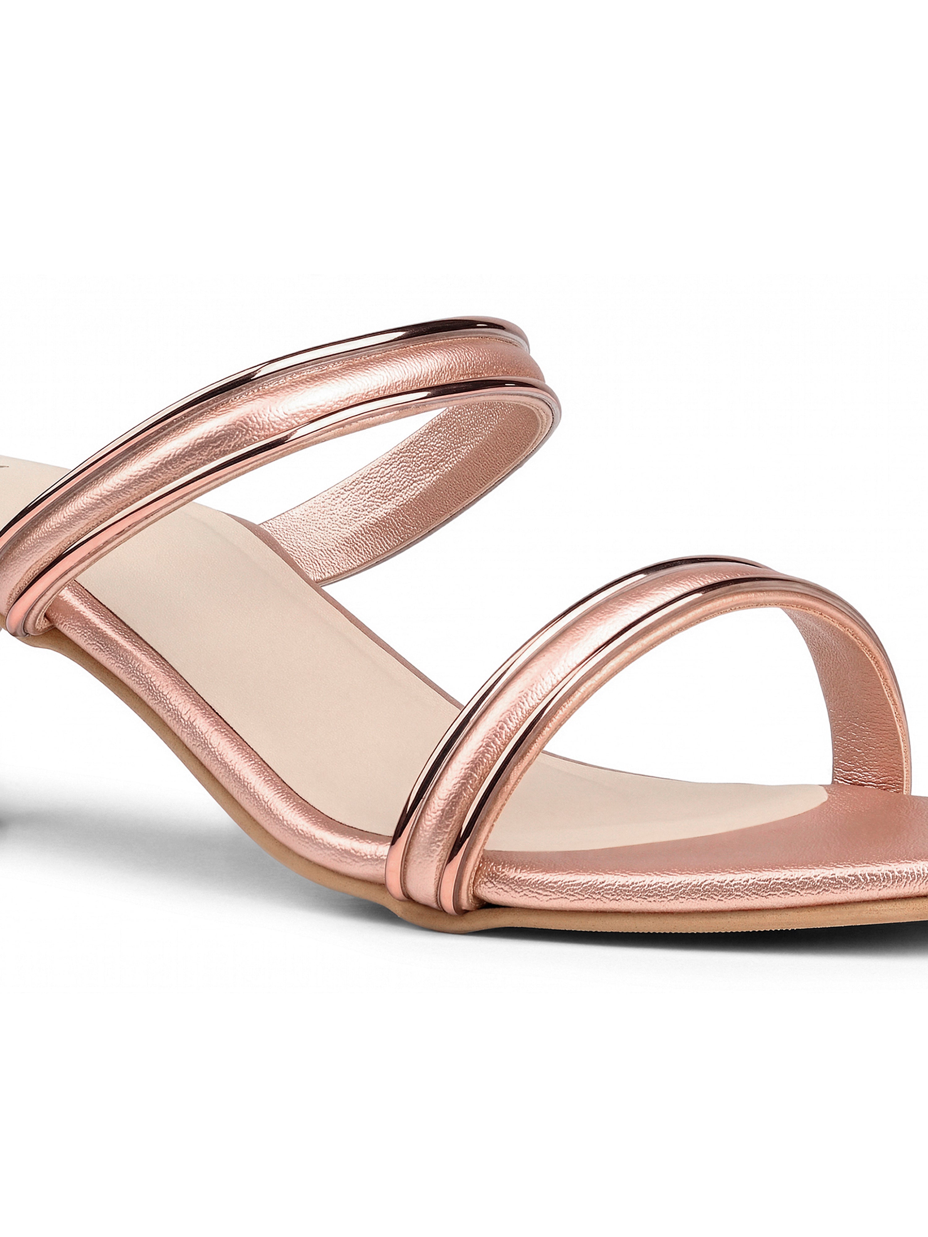 Women's Glossy Gold Dual-Strap Heel Sandals