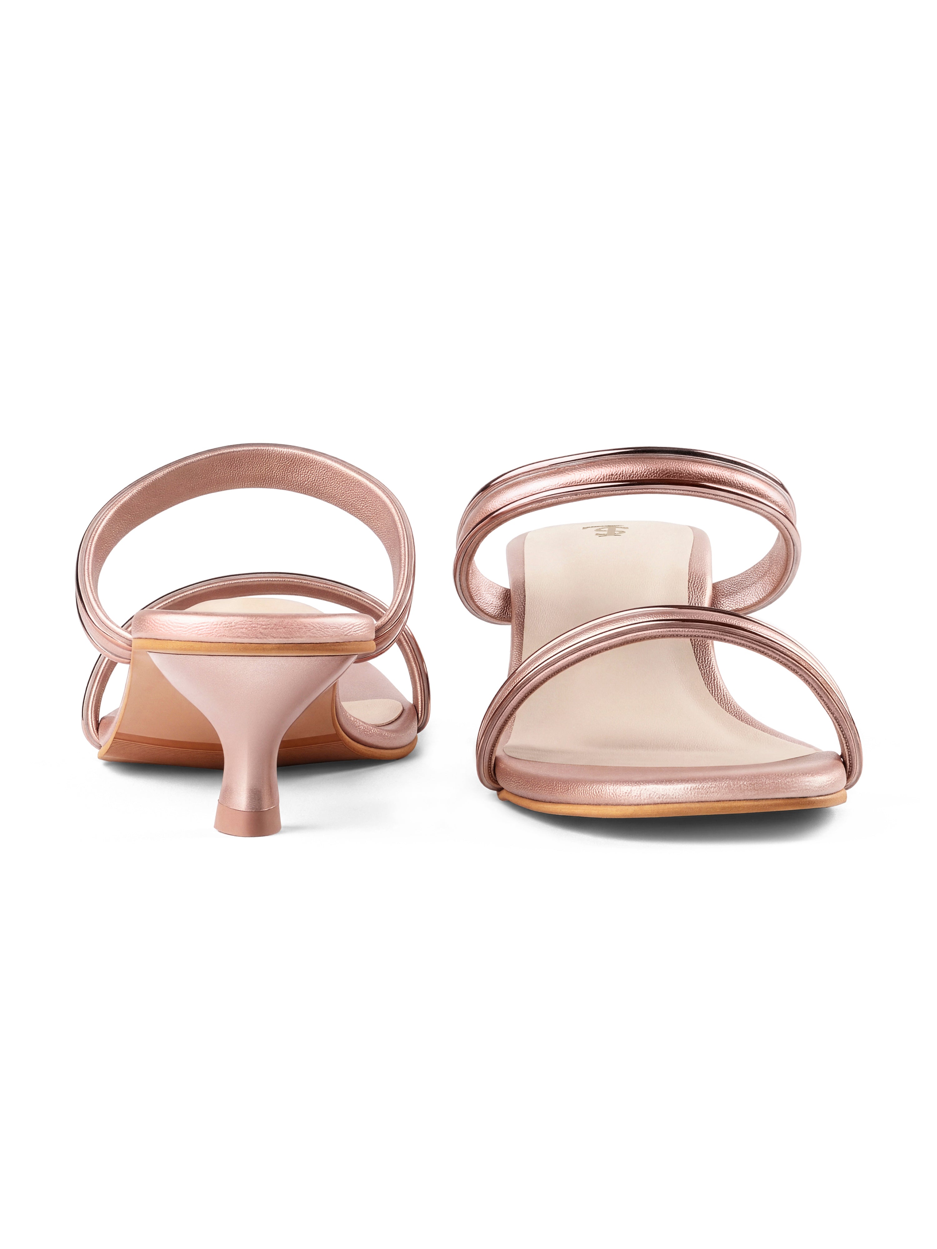Women's Glossy Gold Dual-Strap Heel Sandals