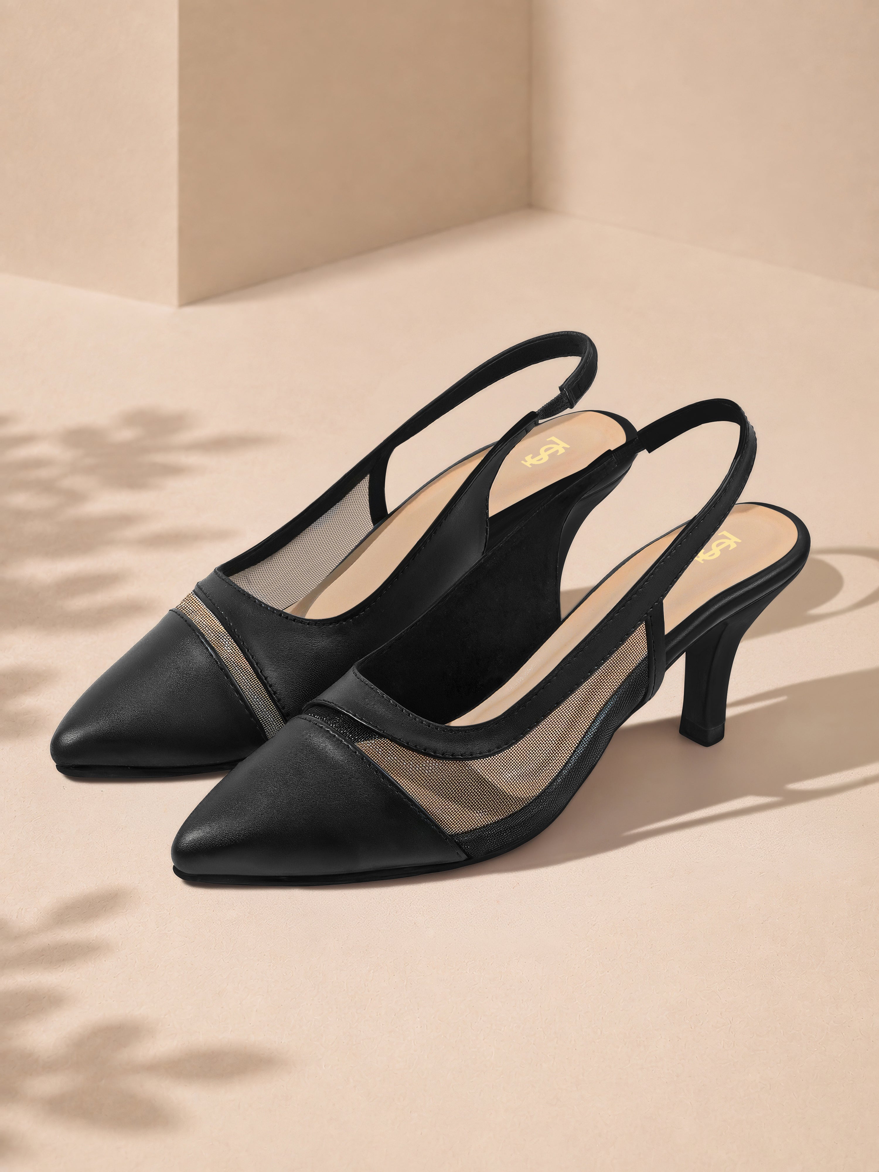 Women's Black Luxury Comfort Heel Sandals