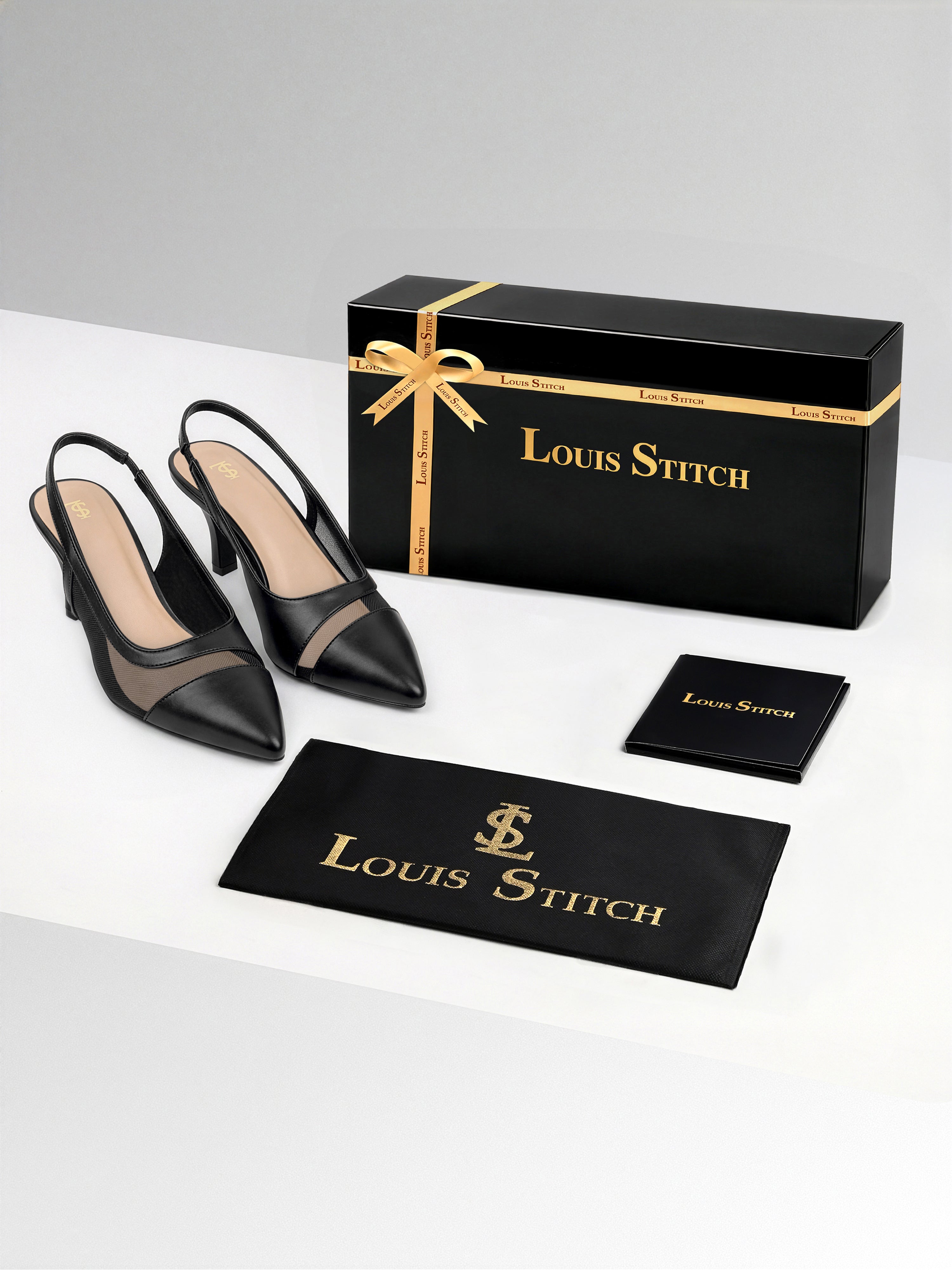Women's Black Luxury Comfort Heel Sandals