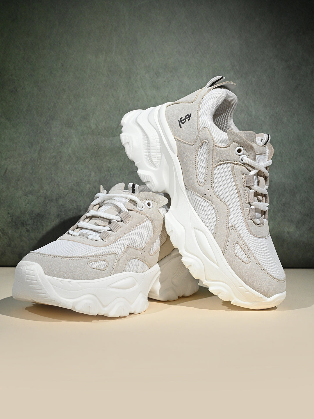 Beige and White Comfortable Women Sneakers