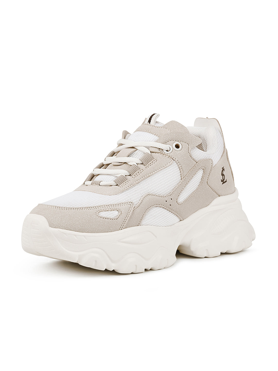 Beige and White Comfortable Women Sneakers