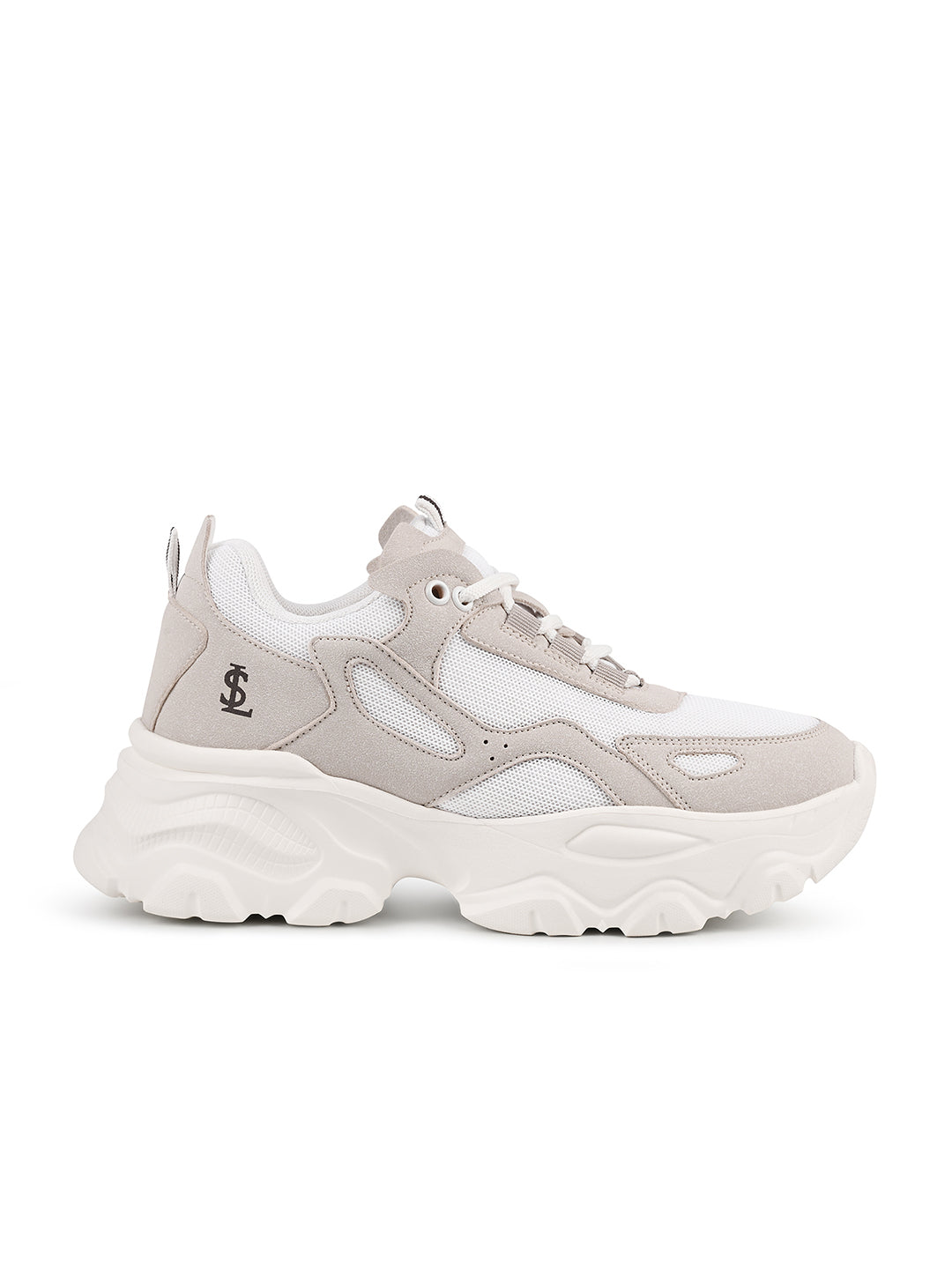 Beige and White Comfortable Women Sneakers