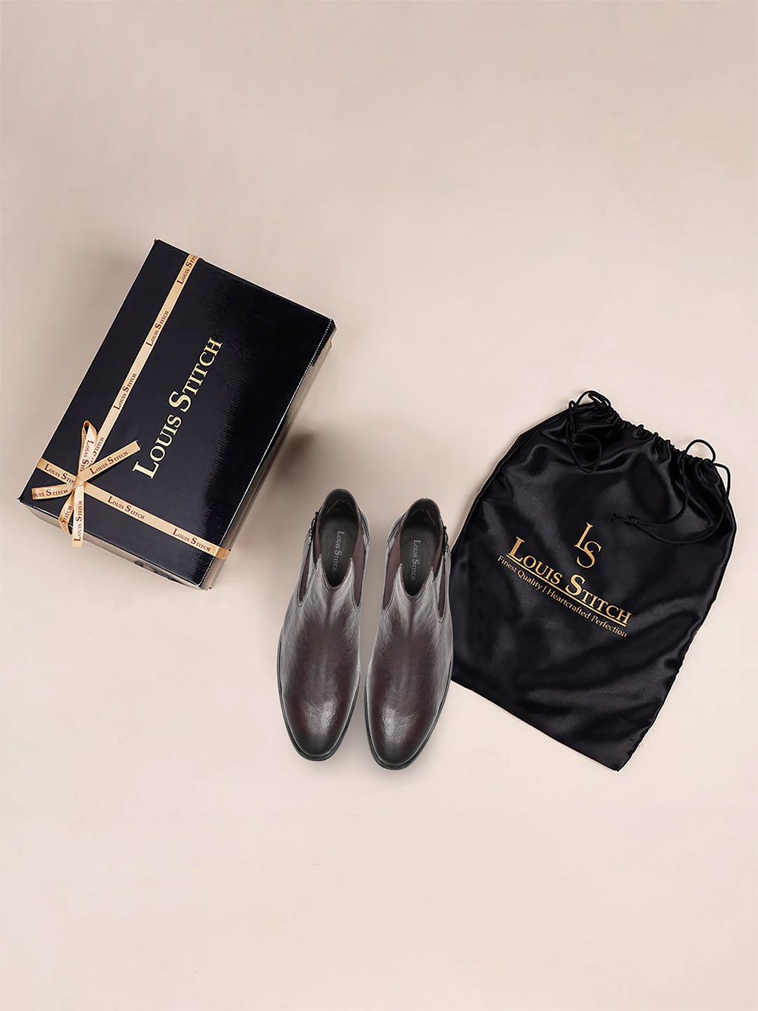 Shrunken Brown Mid-Top Ankle Shrunken Chelsea Boots