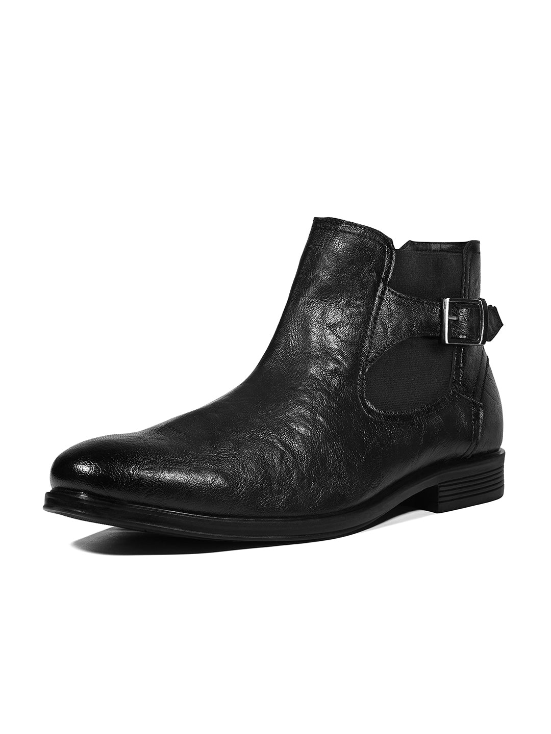Jet Black Mid-Top Ankle Shrunken Chelsea Boots