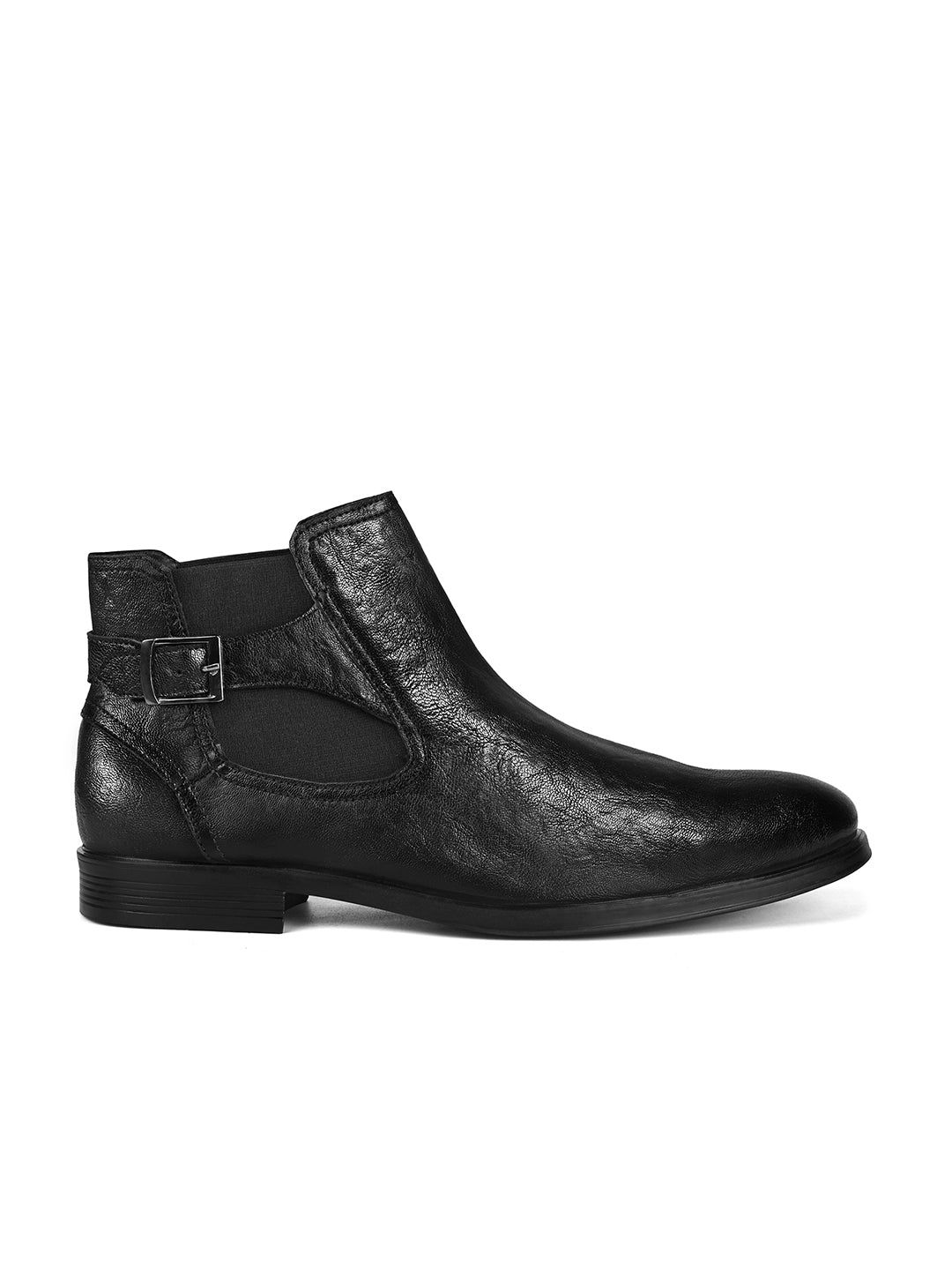 Jet Black Mid-Top Ankle Shrunken Chelsea Boots